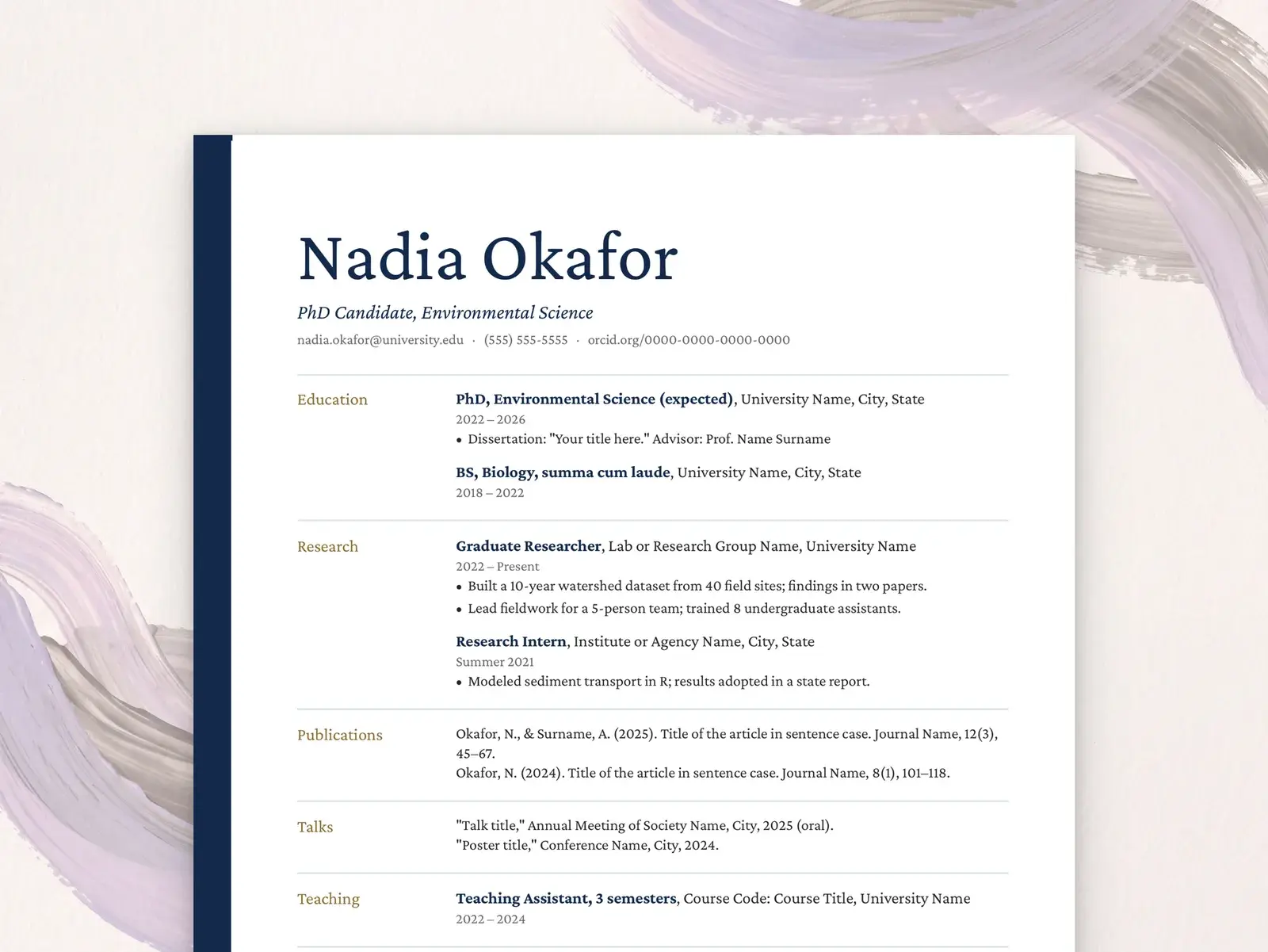 Academic CV Template for Google Docs, Word & Pages | The Ashcombe — image 2 of 7