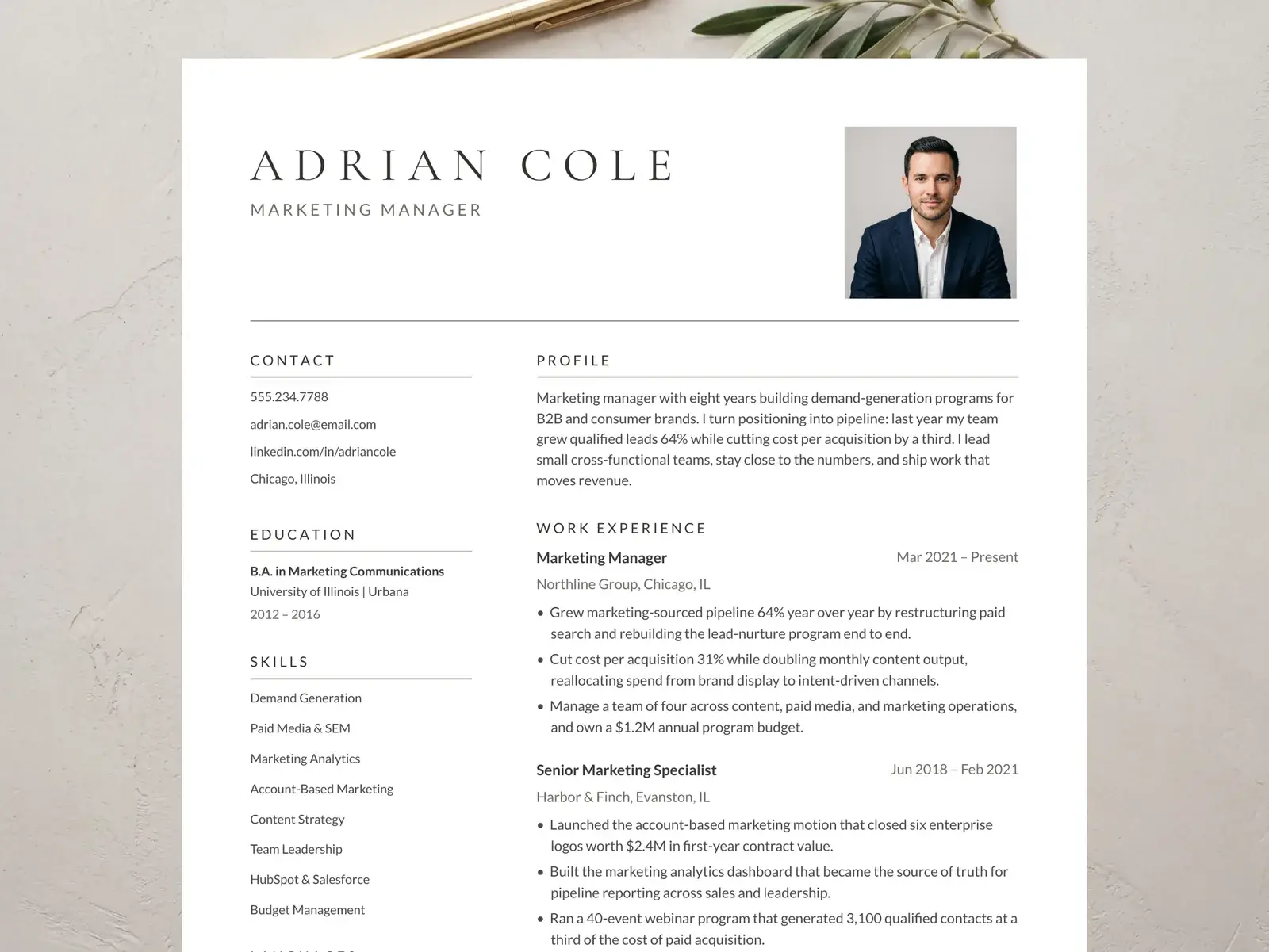 Resume Template with Photo for Google Docs, Word & Pages — The Ashford — image 2 of 7