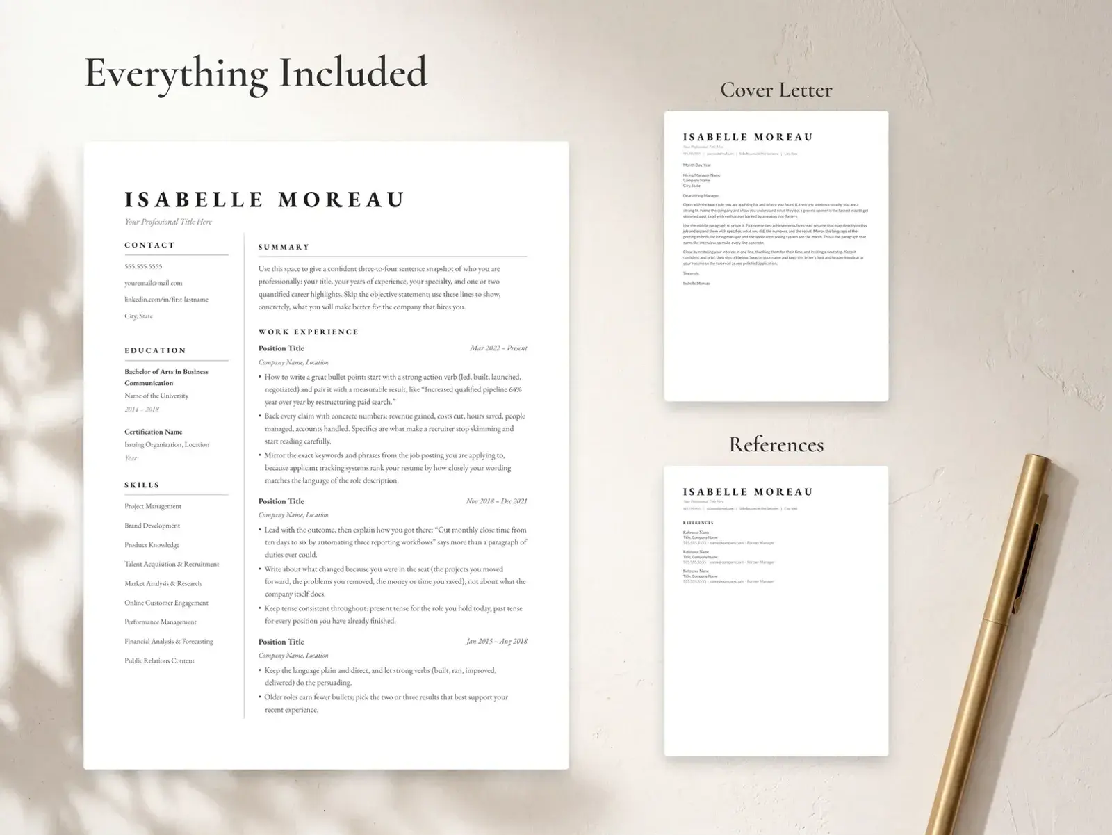 Editorial Two Column Resume Template for Google Docs, Word & Pages | The Atelier — image 3 of 7