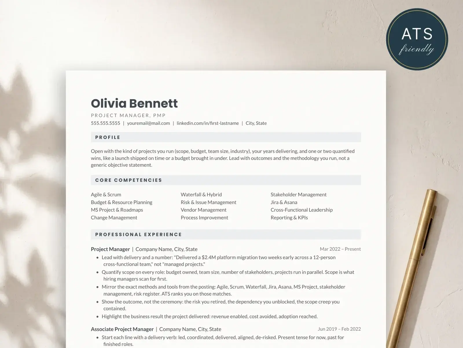 Project Manager Resume Template for Google Docs, Word & Pages | The Bridge — image 2 of 7