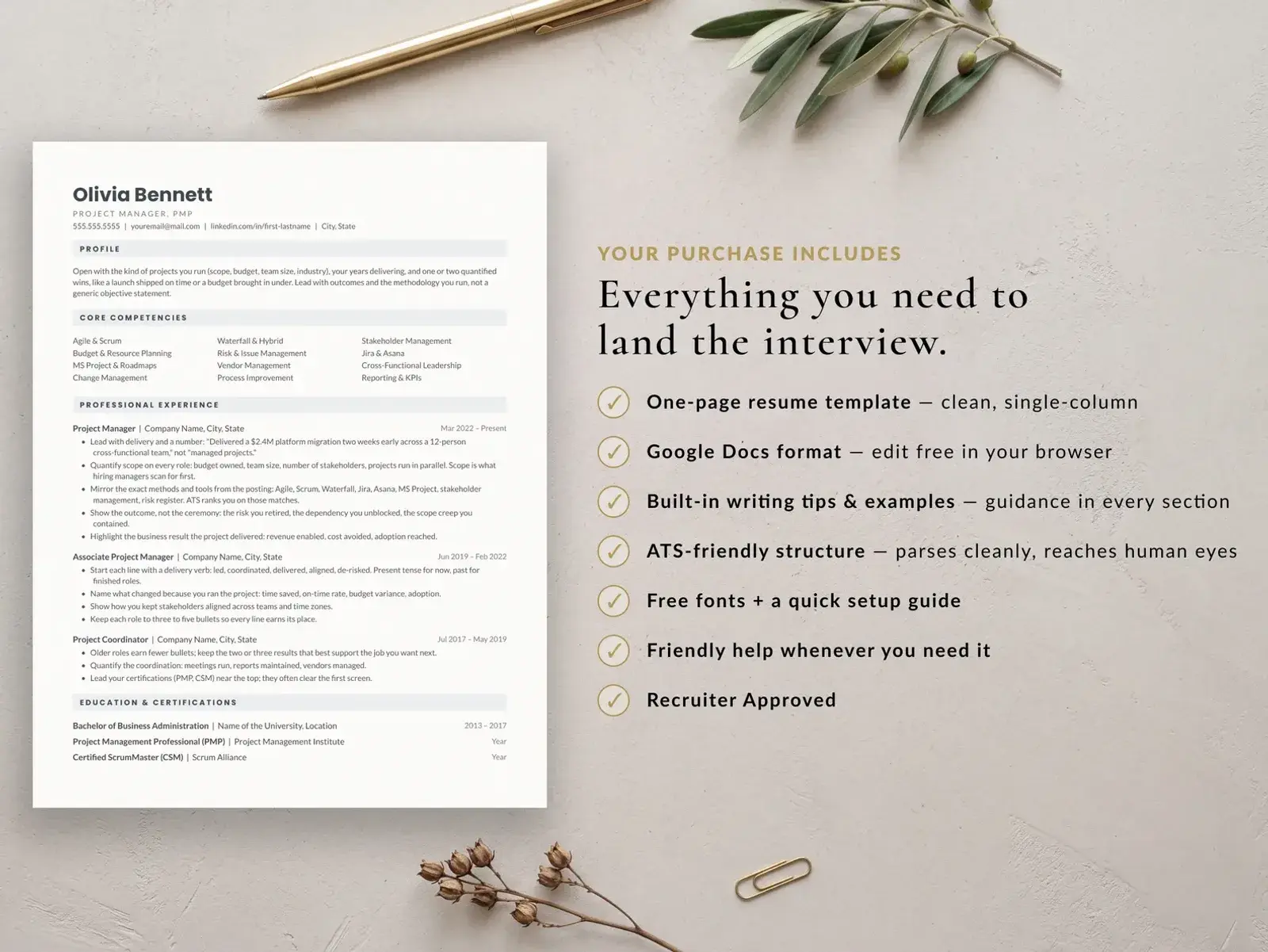 Project Manager Resume Template for Google Docs, Word & Pages | The Bridge — image 6 of 7