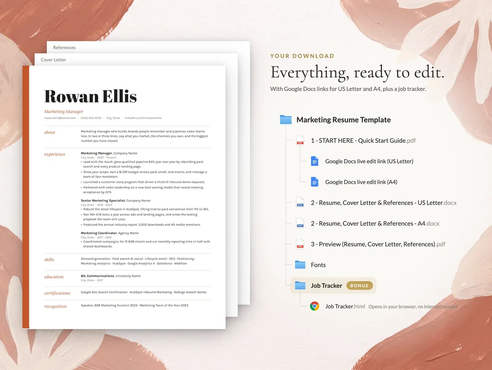 Marketing Resume Template for Google Docs, Word & Pages | The Calder — image 6 of 7