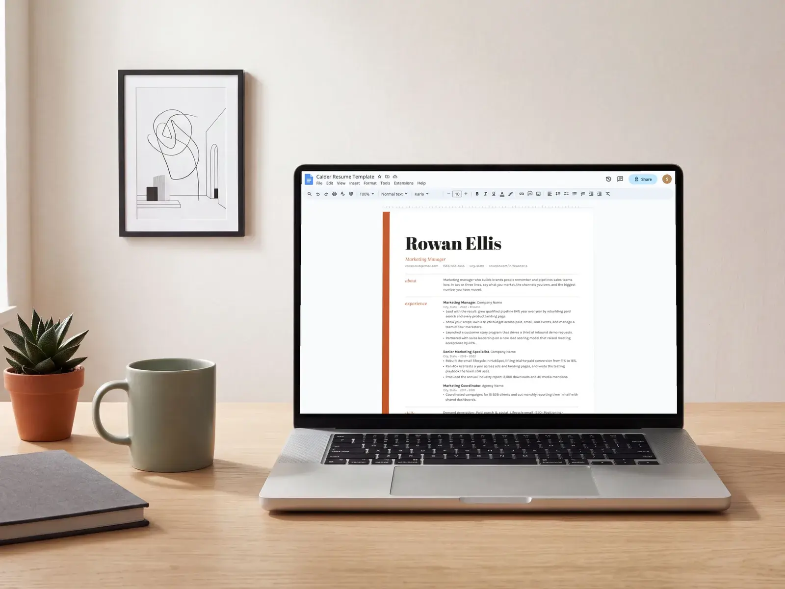 Marketing Resume Template for Google Docs, Word & Pages | The Calder — image 7 of 7