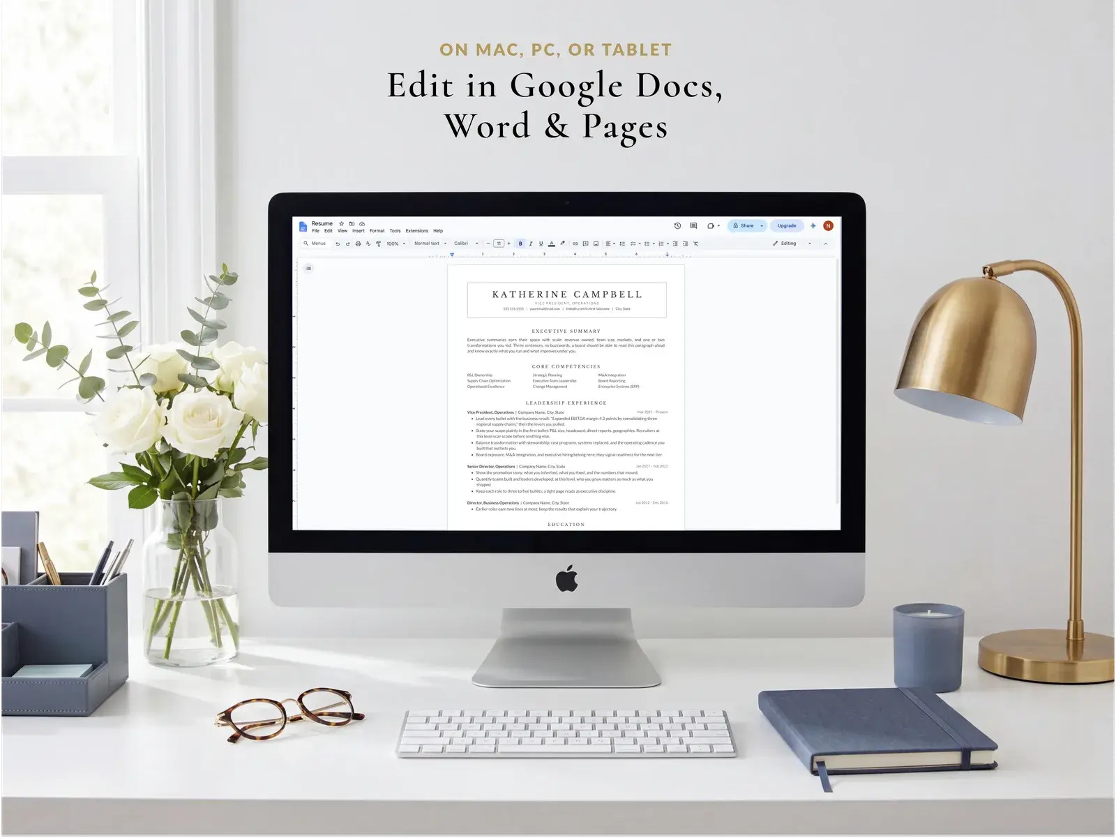 Executive Resume Template for Google Docs, Word & Pages | The Campbell — image 4 of 4