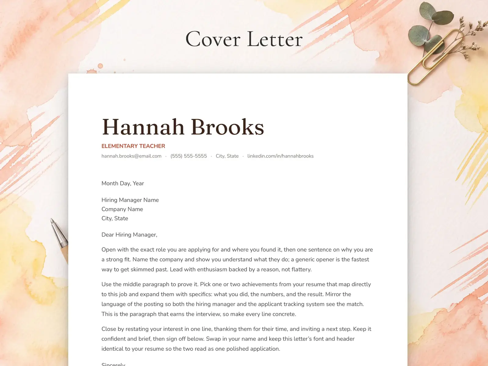 Modern Teacher Resume Template for Google Docs, Word & Pages | The Clementine — image 4 of 7