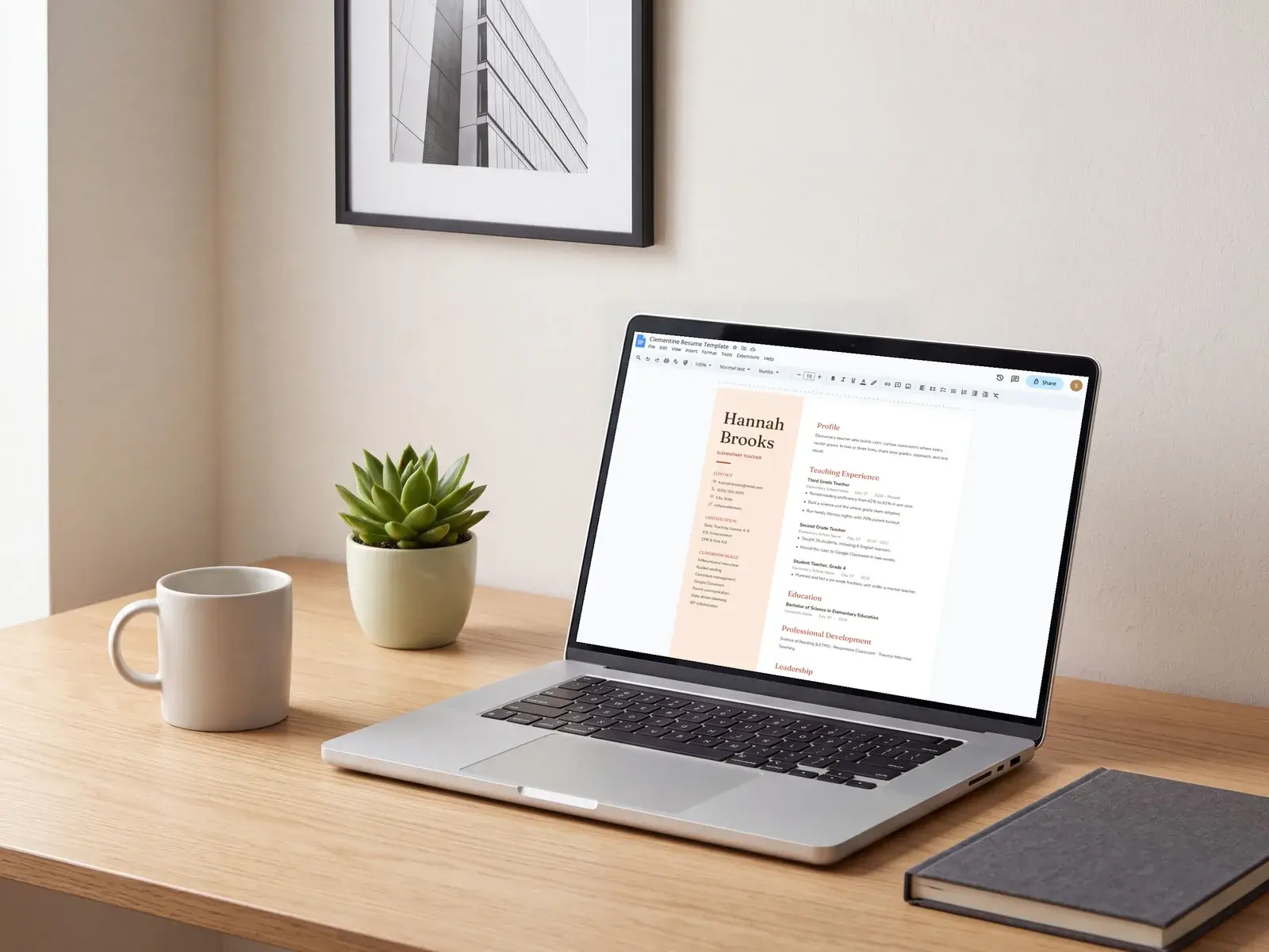 Modern Teacher Resume Template for Google Docs, Word & Pages | The Clementine — image 7 of 7
