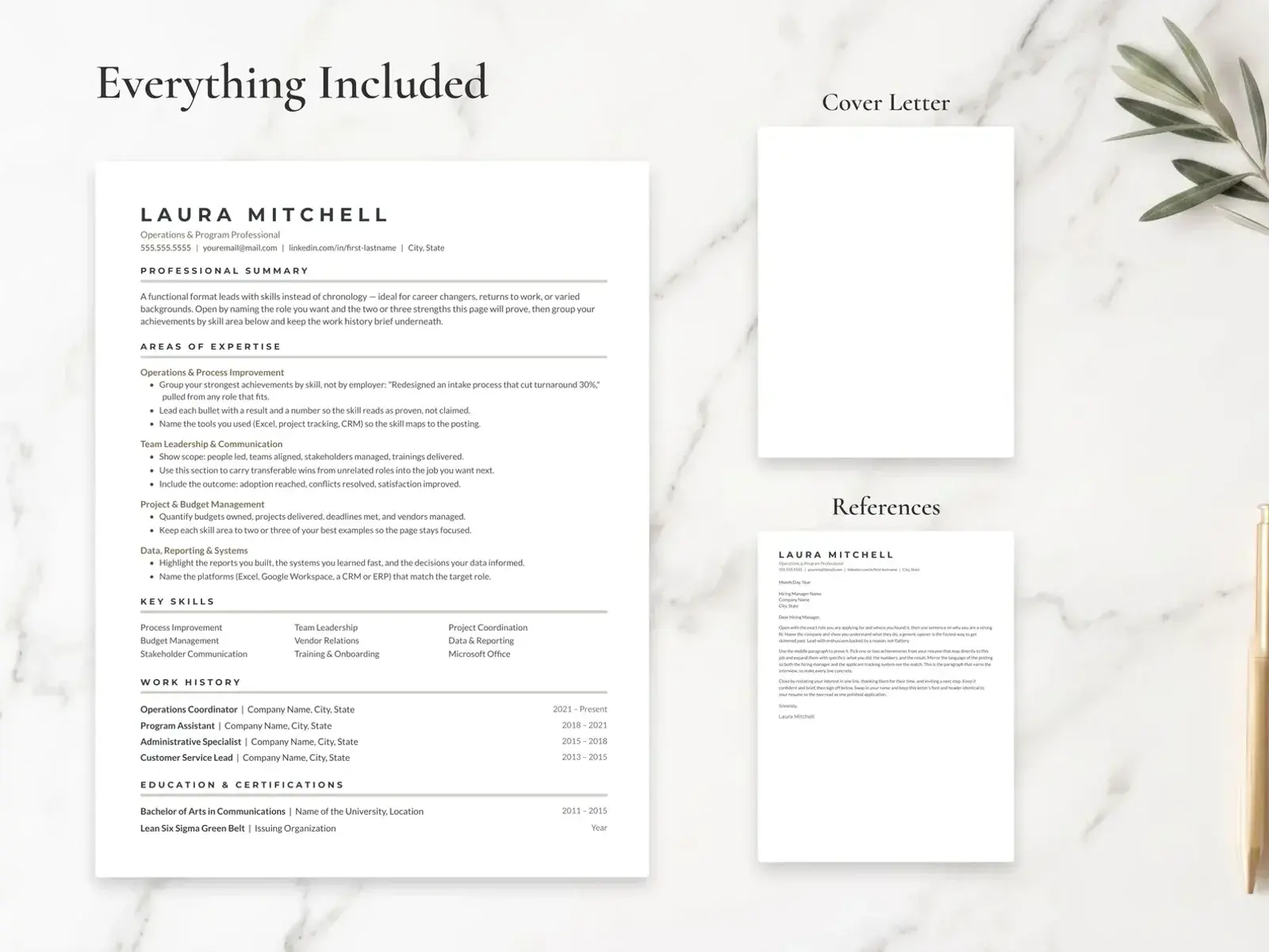 Functional Resume Template for Google Docs, Word & Pages | The Compass — image 3 of 7