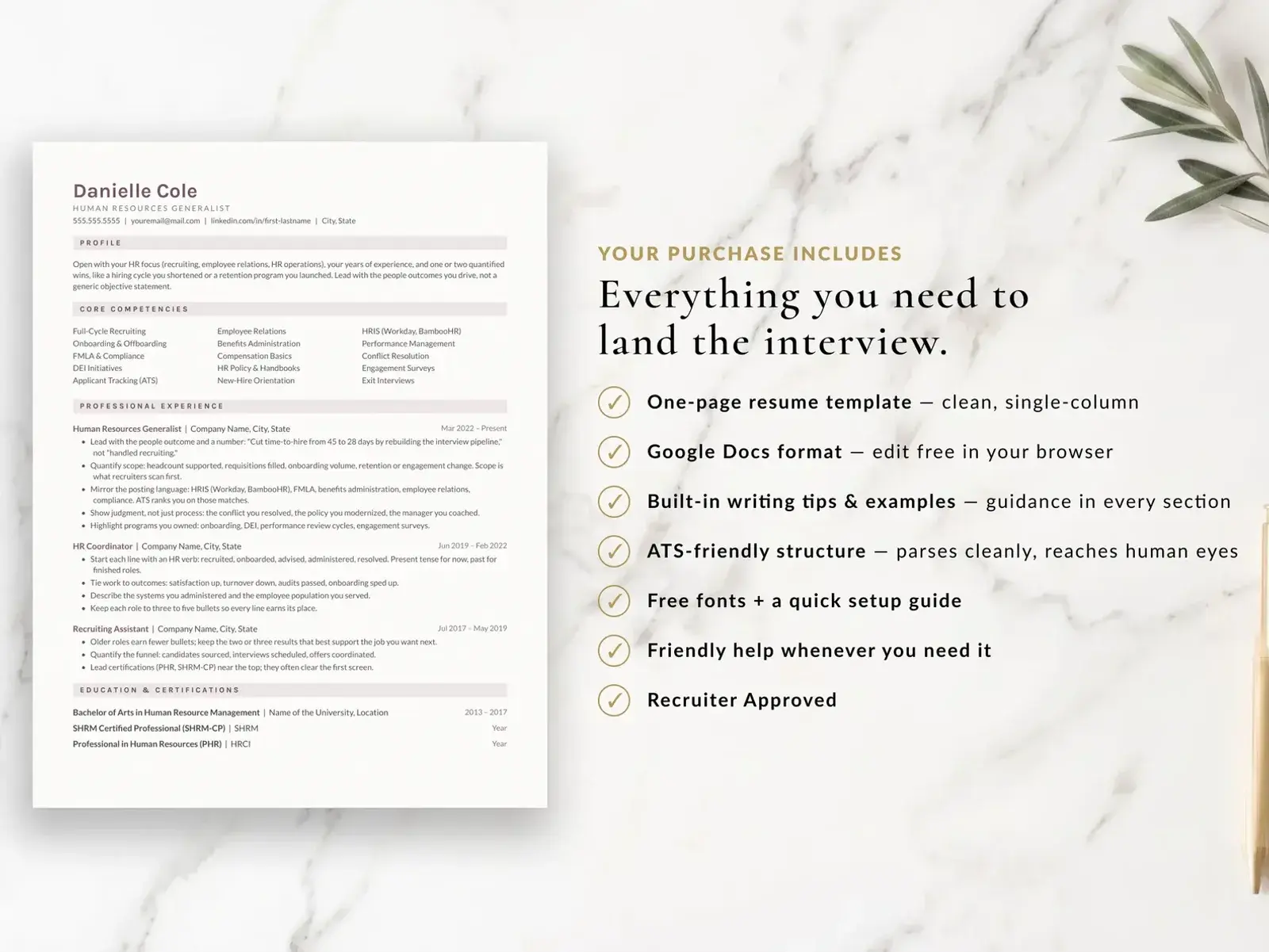 Human Resources Resume Template for Google Docs, Word & Pages | The Cove — image 6 of 7