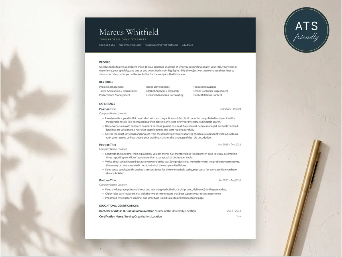 Executive Resume Template for Google Docs, Word & Pages | The Crest preview