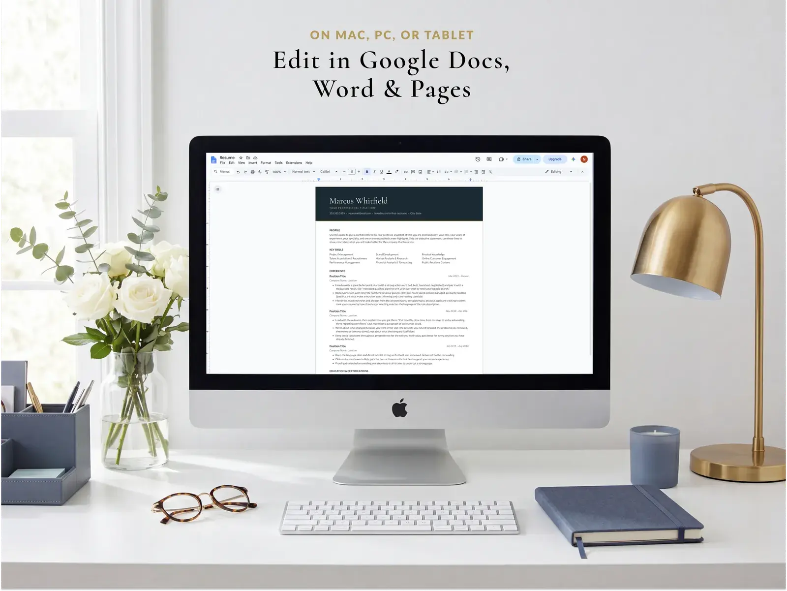Executive Resume Template for Google Docs, Word & Pages | The Crest — image 4 of 4