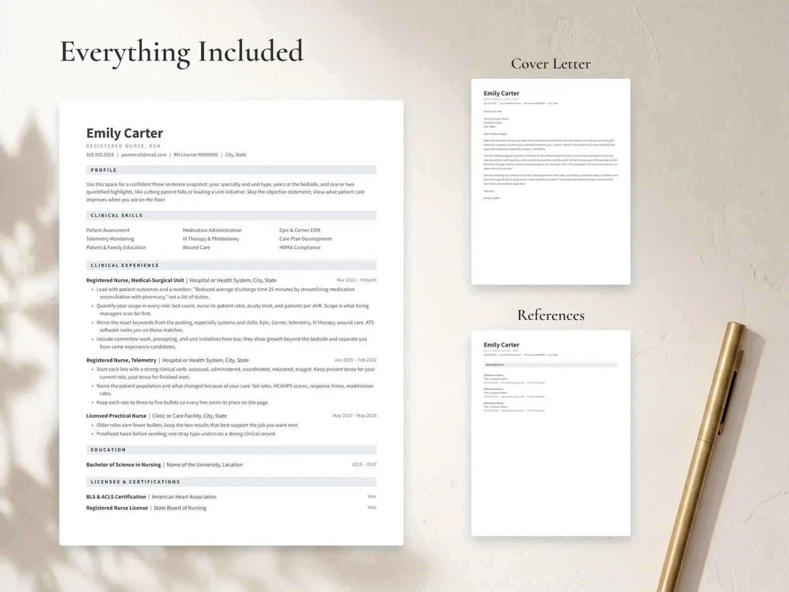 Nurse Resume Template for Google Docs, Word & Pages | The Emily — image 3 of 7