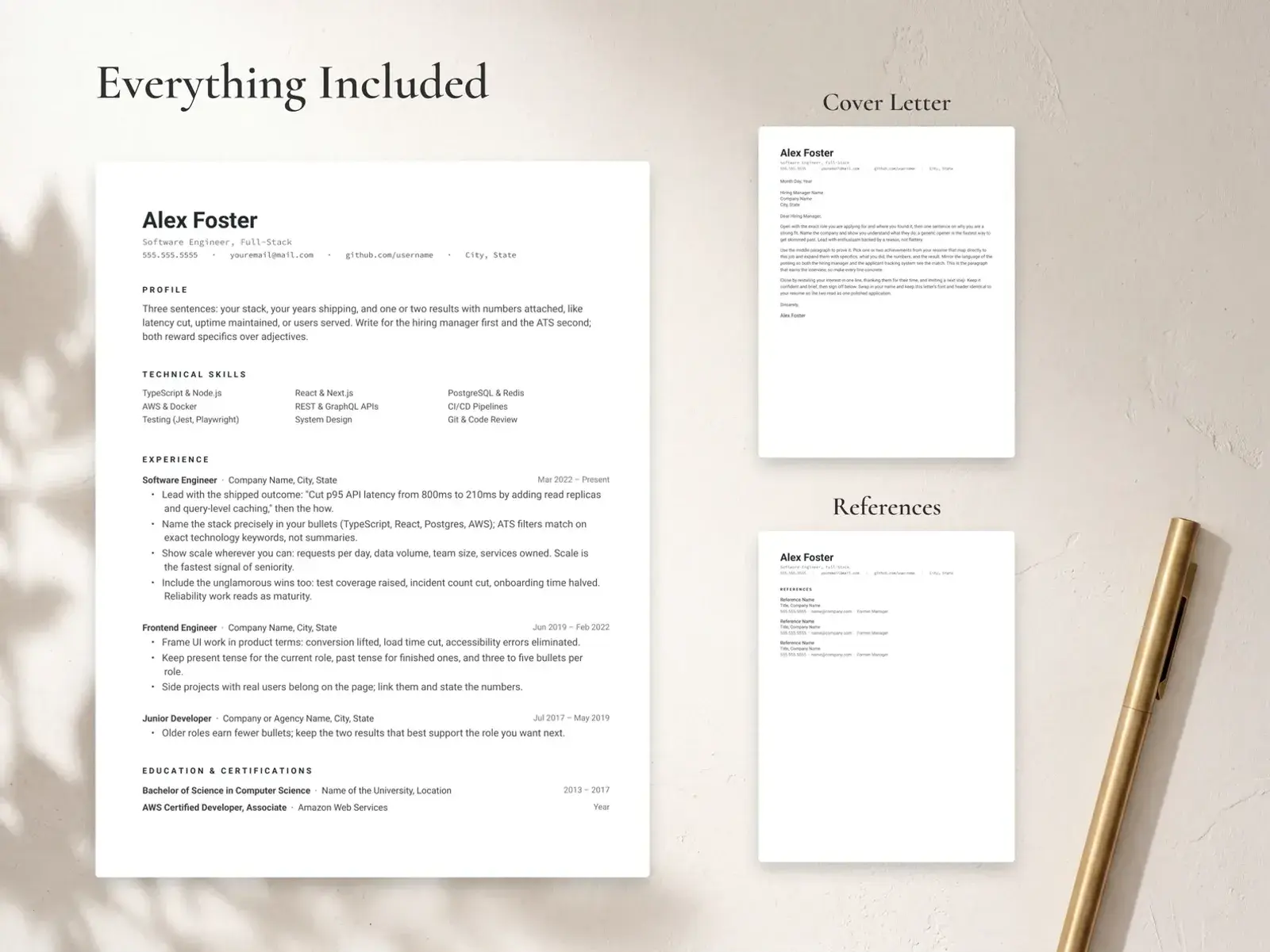 Software Engineer Resume Template for Google Docs, Word & Pages | The Foster — image 3 of 7
