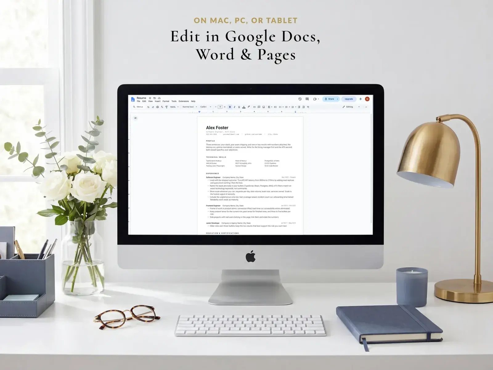 Software Engineer Resume Template for Google Docs, Word & Pages | The Foster — image 7 of 7