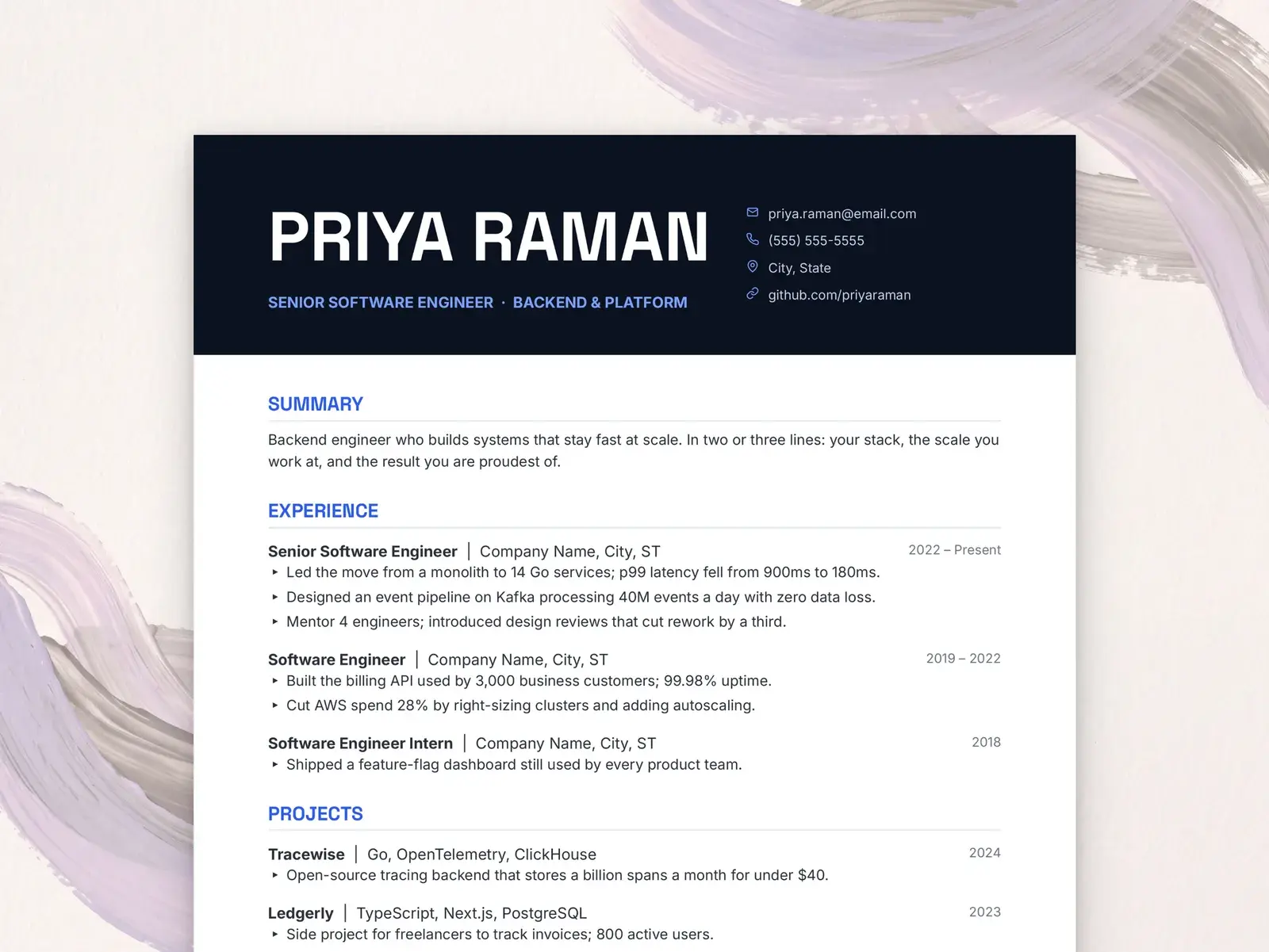 Software Engineer Resume Template for Google Docs, Word & Pages | The Halcyon — image 2 of 7