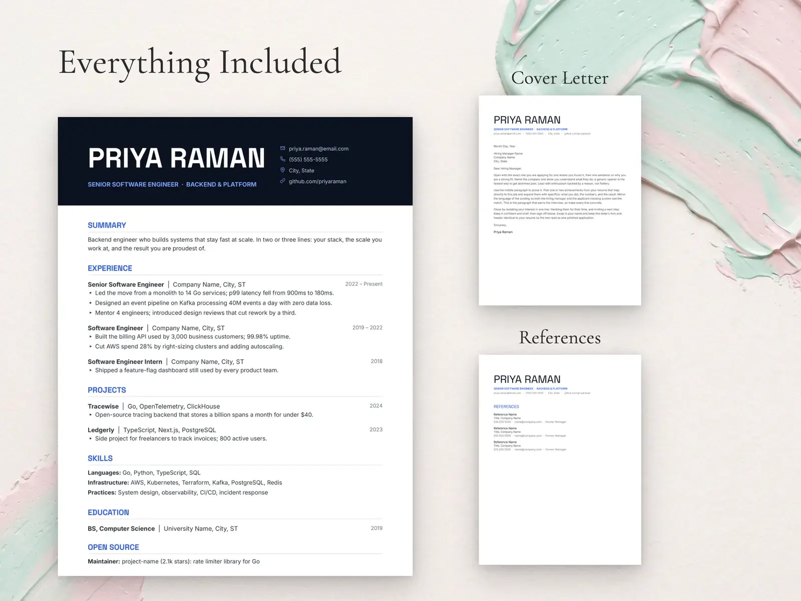 Software Engineer Resume Template for Google Docs, Word & Pages | The Halcyon — image 3 of 7