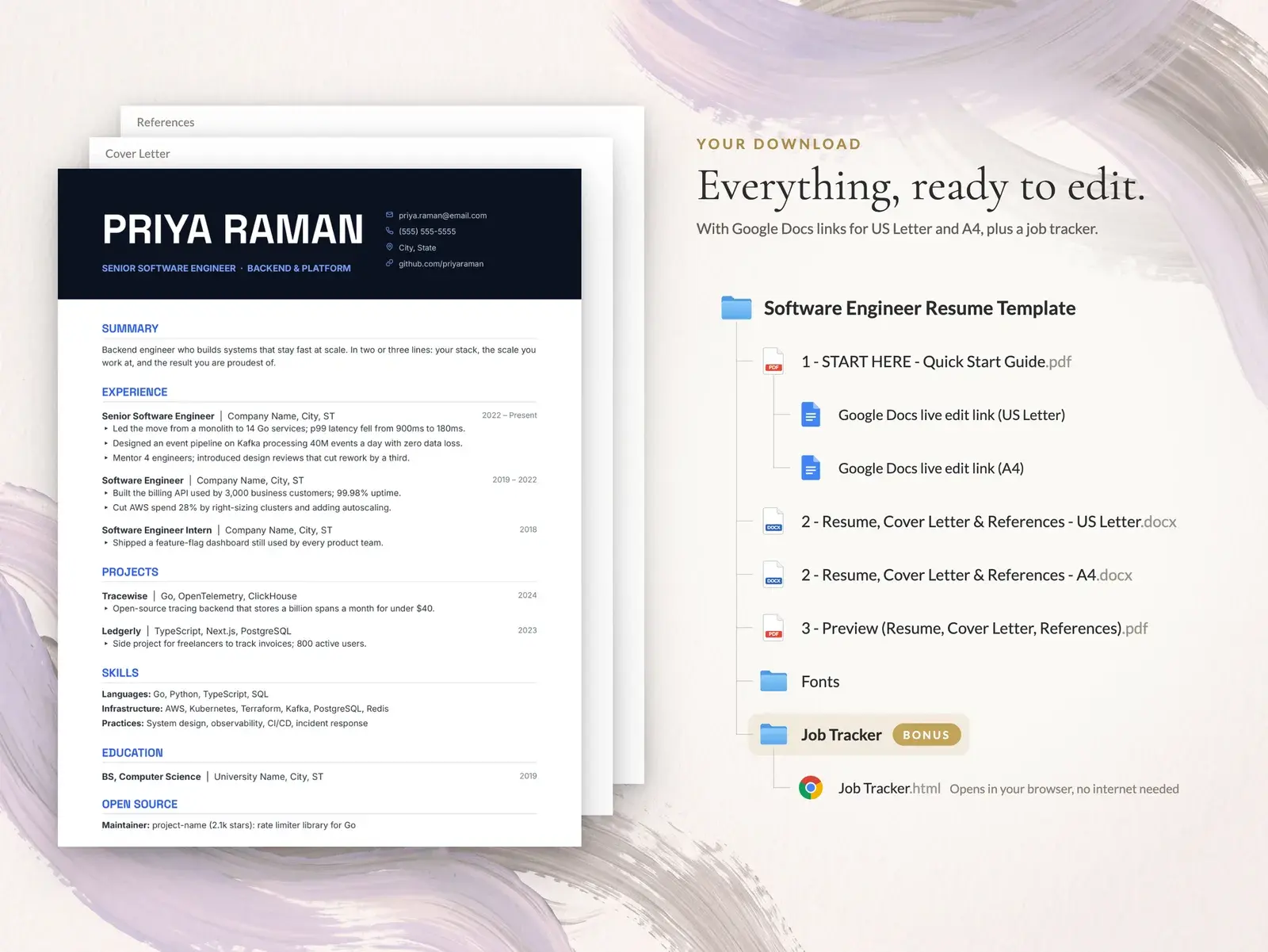 Software Engineer Resume Template for Google Docs, Word & Pages | The Halcyon — image 6 of 7