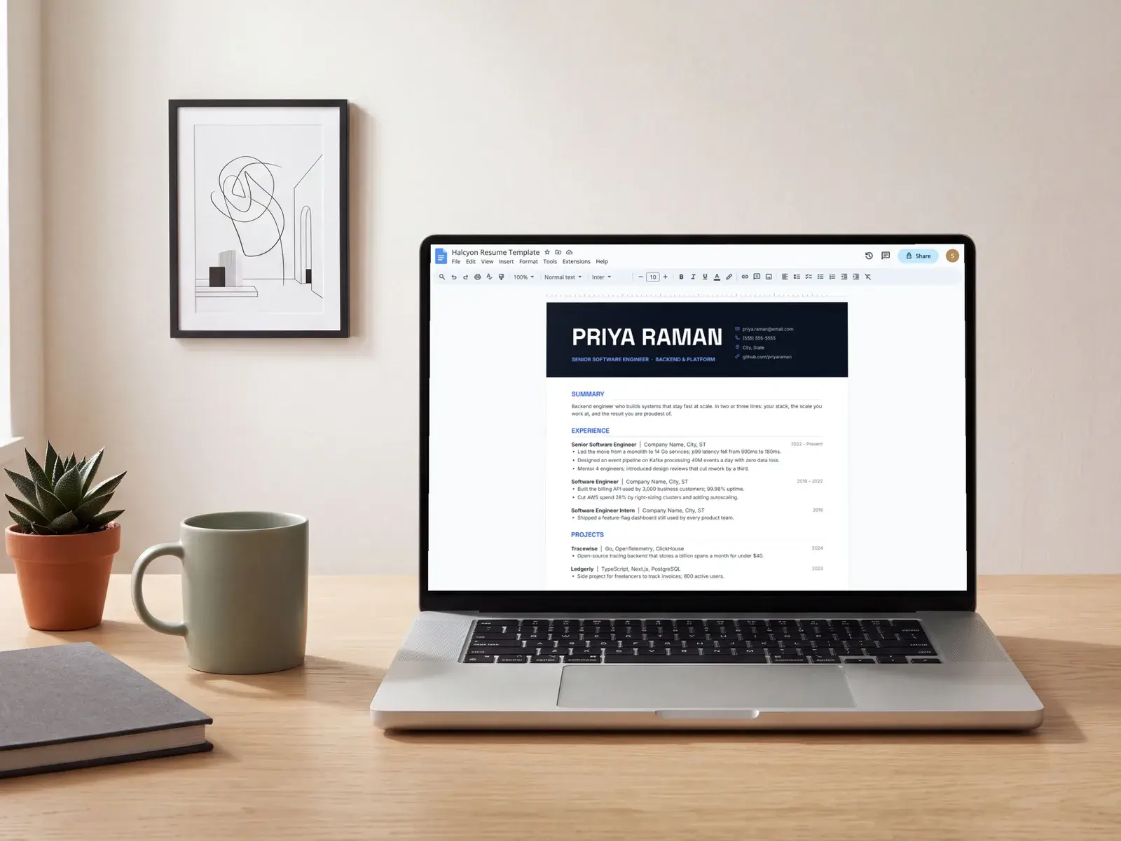 Software Engineer Resume Template for Google Docs, Word & Pages | The Halcyon — image 7 of 7