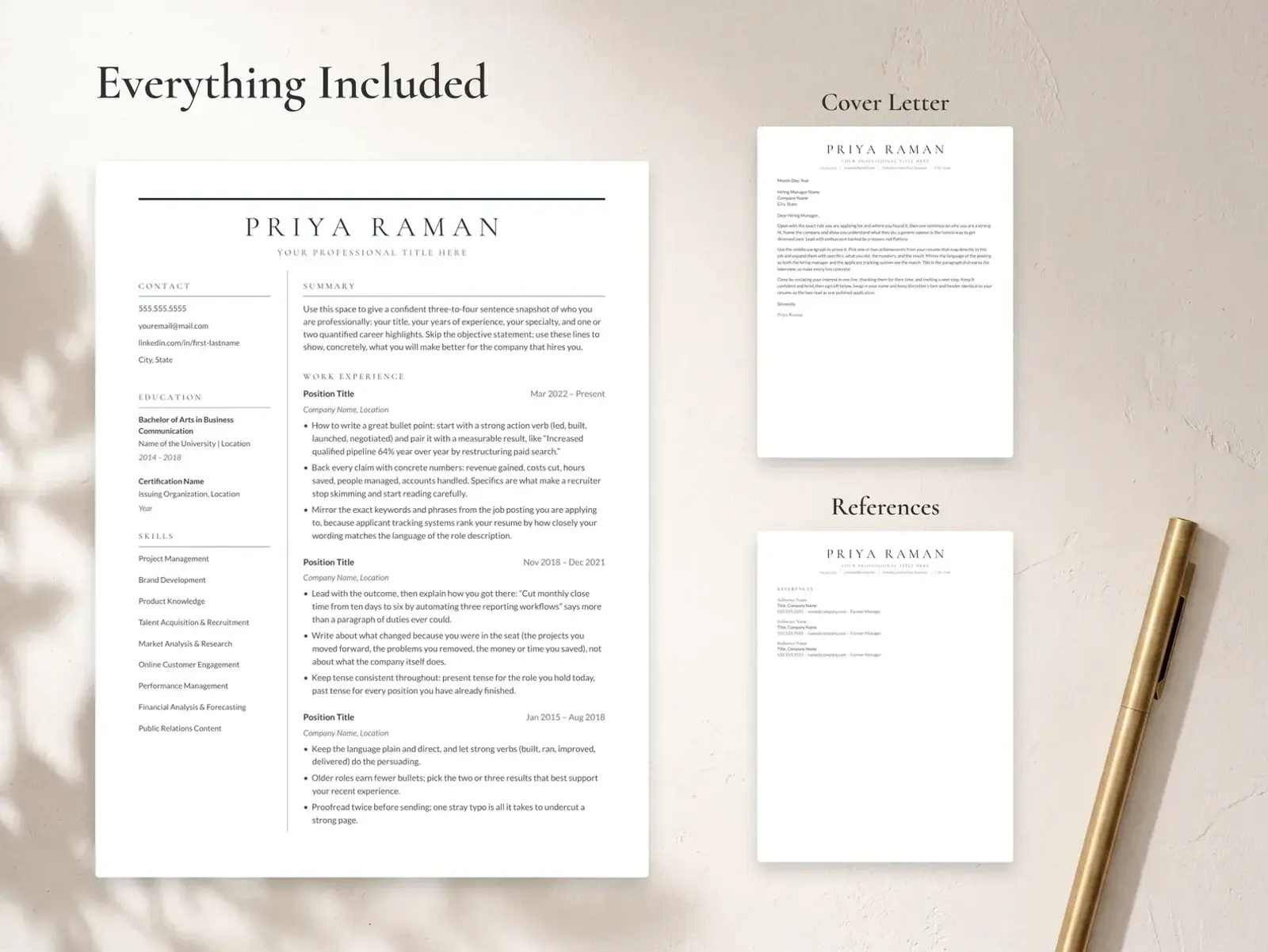 Two Column Resume Template for Google Docs, Word & Pages | The Harbor — image 3 of 7