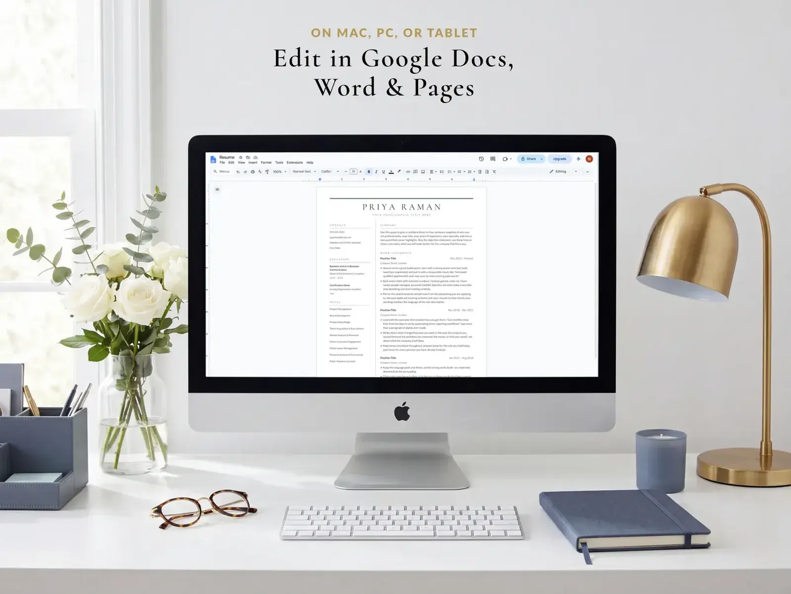 Two Column Resume Template for Google Docs, Word & Pages | The Harbor — image 7 of 7