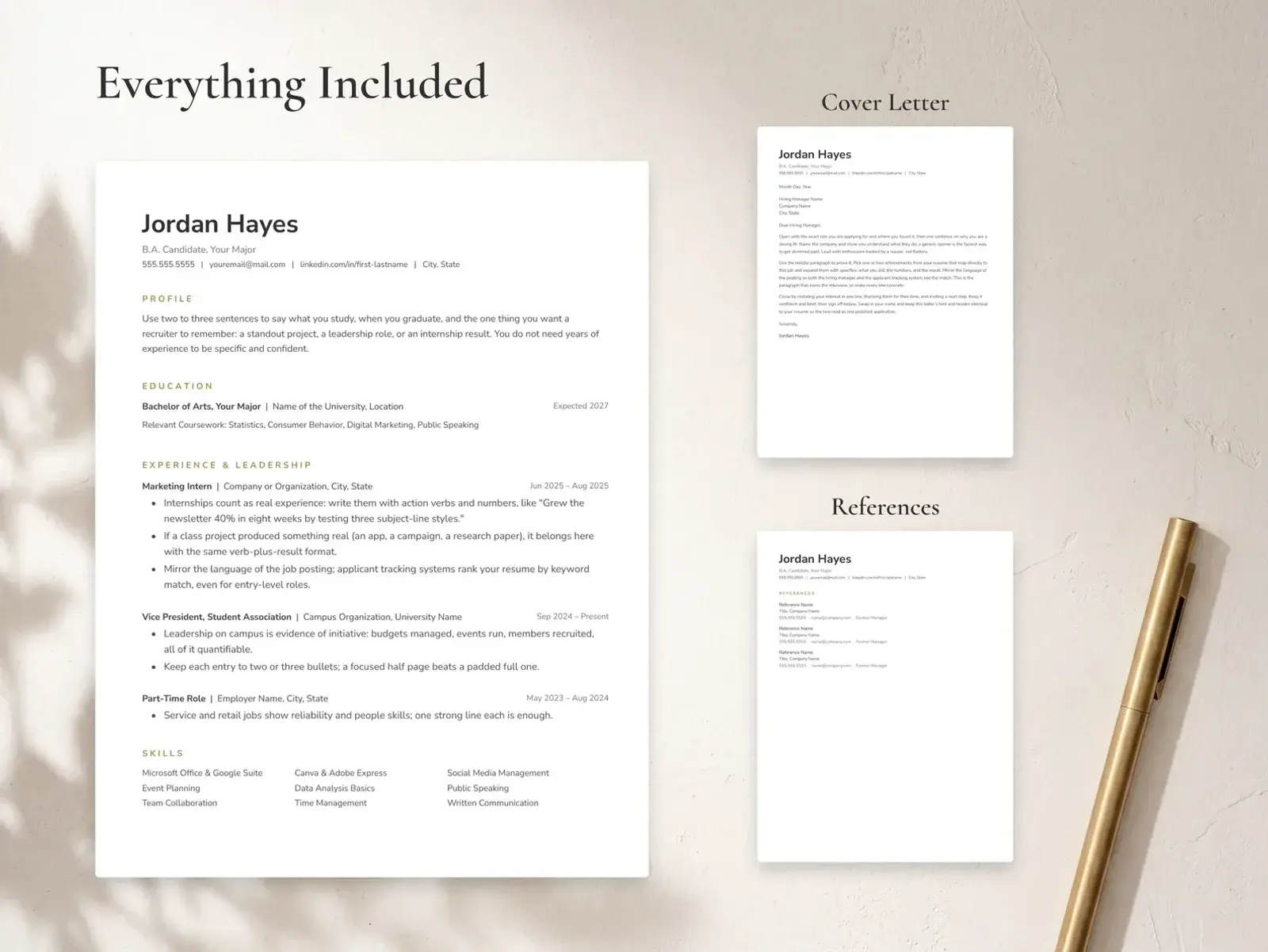 Student & College Resume Template for Google Docs, Word & Pages | The Hayes — image 3 of 7