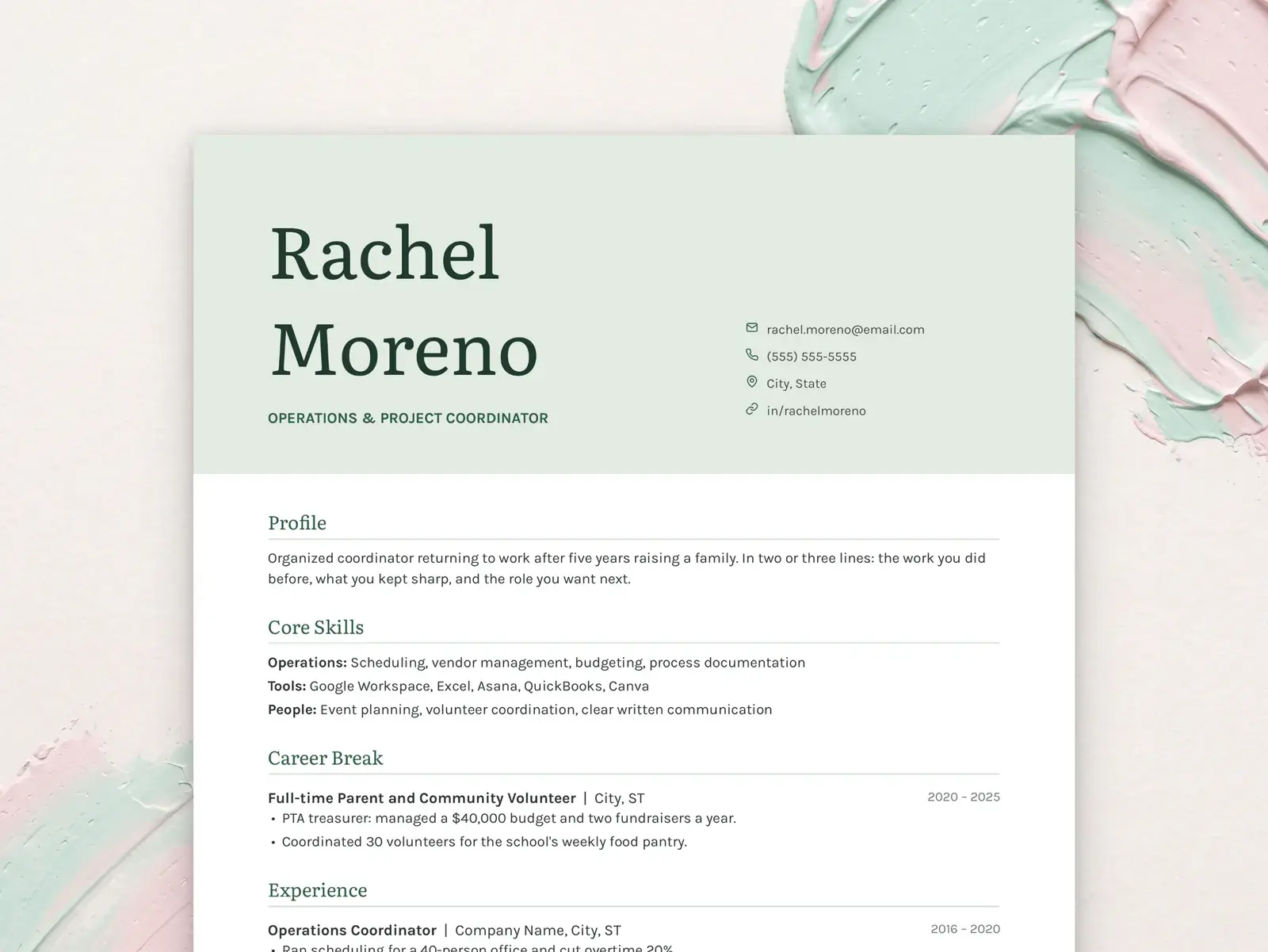 Return to Work Resume Template for Google Docs, Word & Pages | The Hearth — image 2 of 7