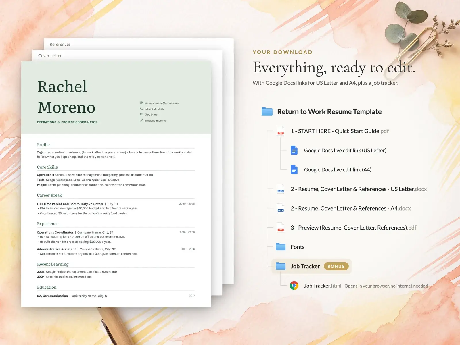 Return to Work Resume Template for Google Docs, Word & Pages | The Hearth — image 6 of 7