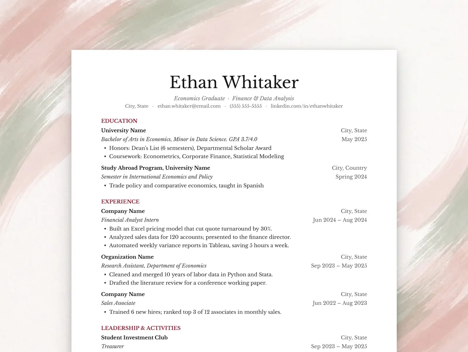 Harvard Style Resume Template for Google Docs, Word & Pages | The Hollis — image 2 of 7