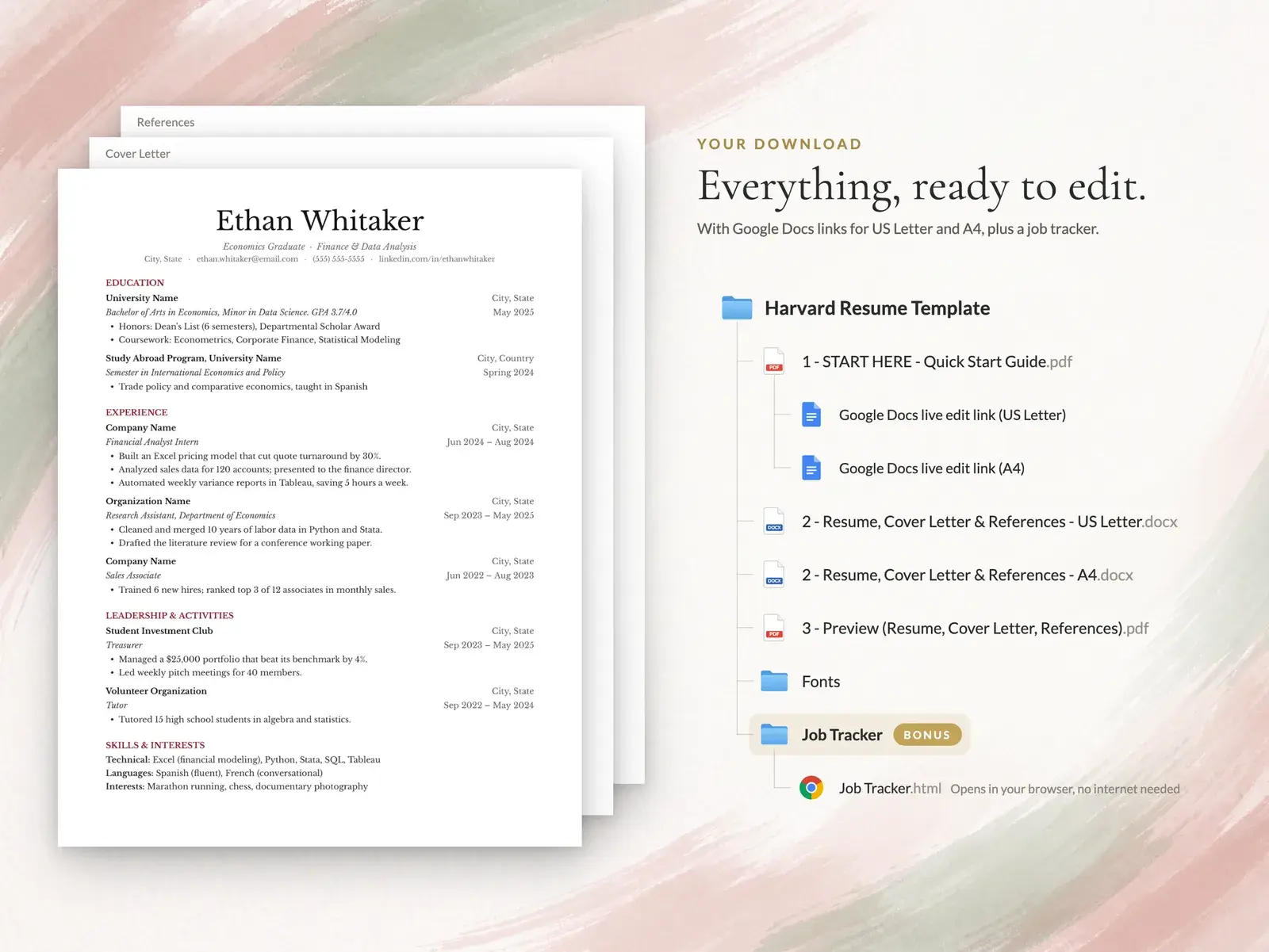 Harvard Style Resume Template for Google Docs, Word & Pages | The Hollis — image 6 of 7