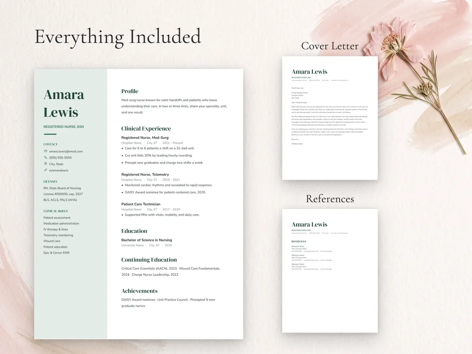 Modern Nurse Resume Template for Google Docs, Word & Pages | The Juniper — image 3 of 7
