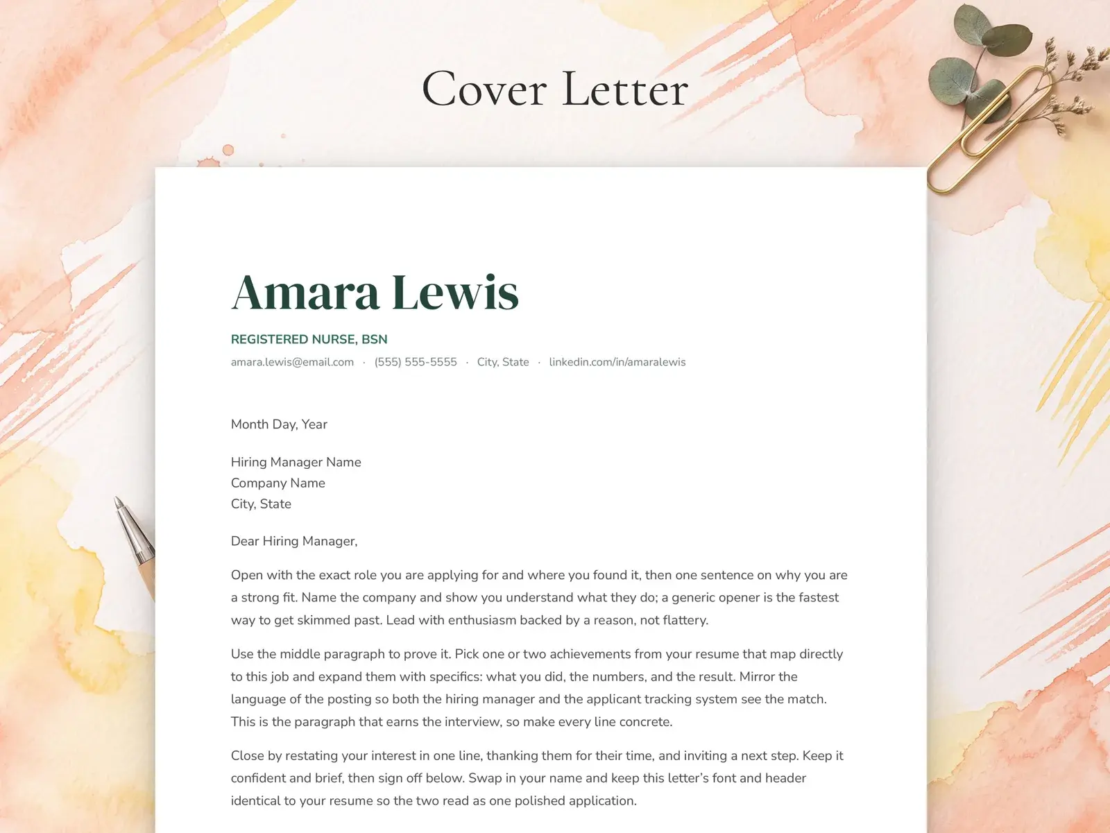 Modern Nurse Resume Template for Google Docs, Word & Pages | The Juniper — image 4 of 7
