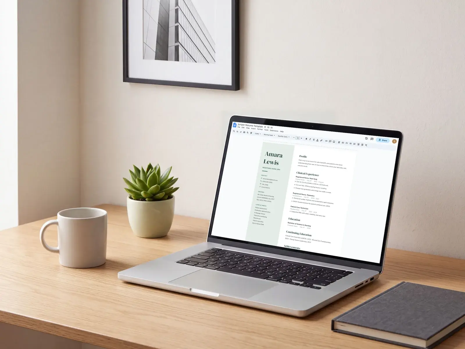 Modern Nurse Resume Template for Google Docs, Word & Pages | The Juniper — image 7 of 7