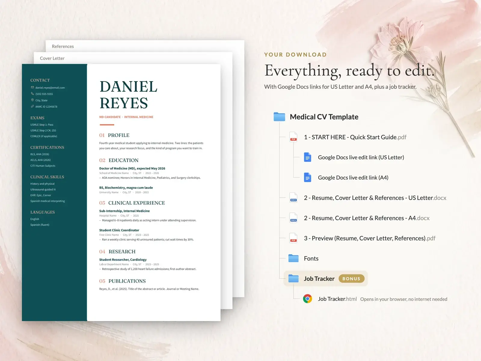 Medical Student & Residency CV Template for Google Docs, Word & Pages | The Larkin — image 6 of 7