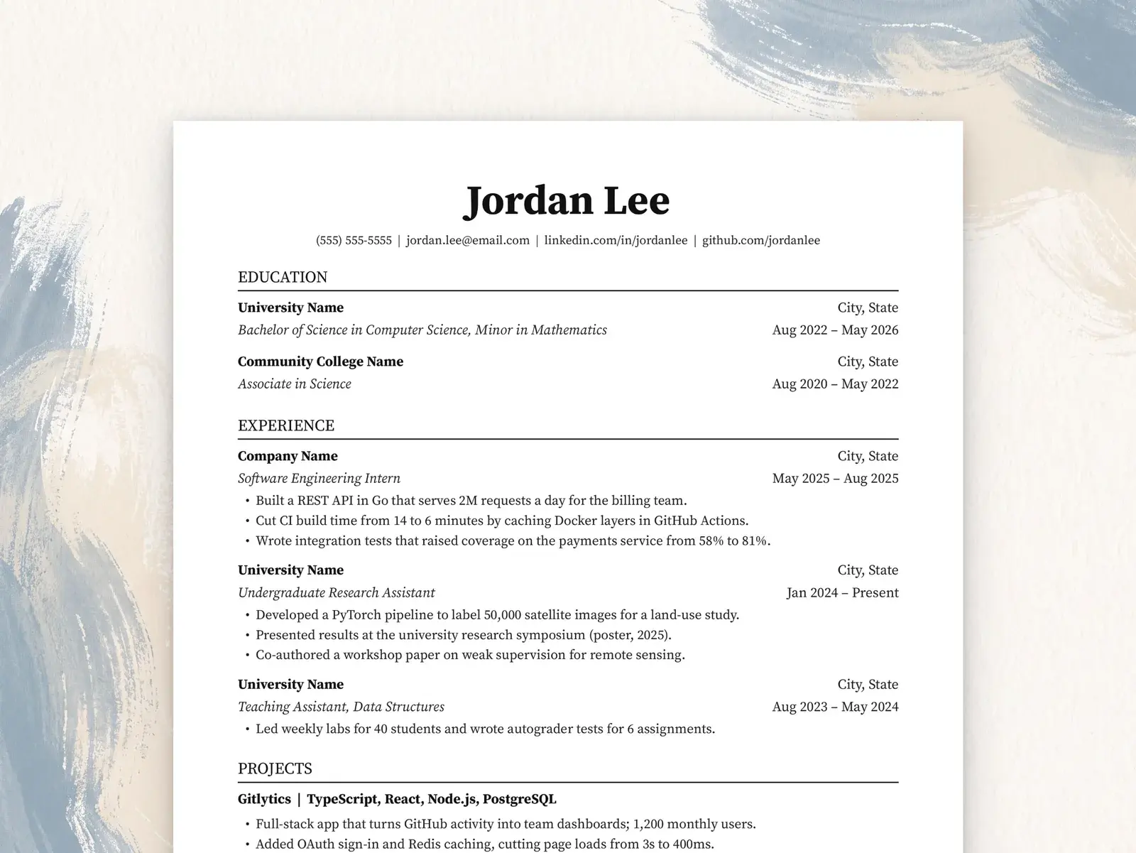 Jake's Resume Style Template for Google Docs, Word & Pages | The Ledger — image 2 of 7