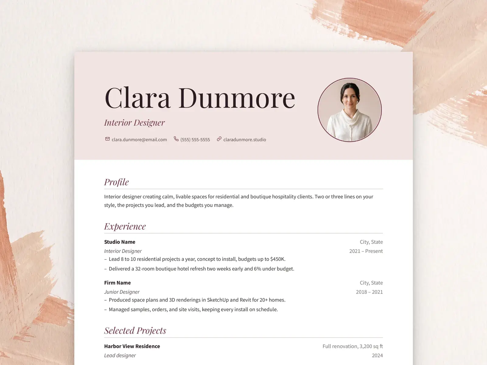 Elegant Resume Template with Photo for Google Docs, Word & Pages | The Linden — image 2 of 7