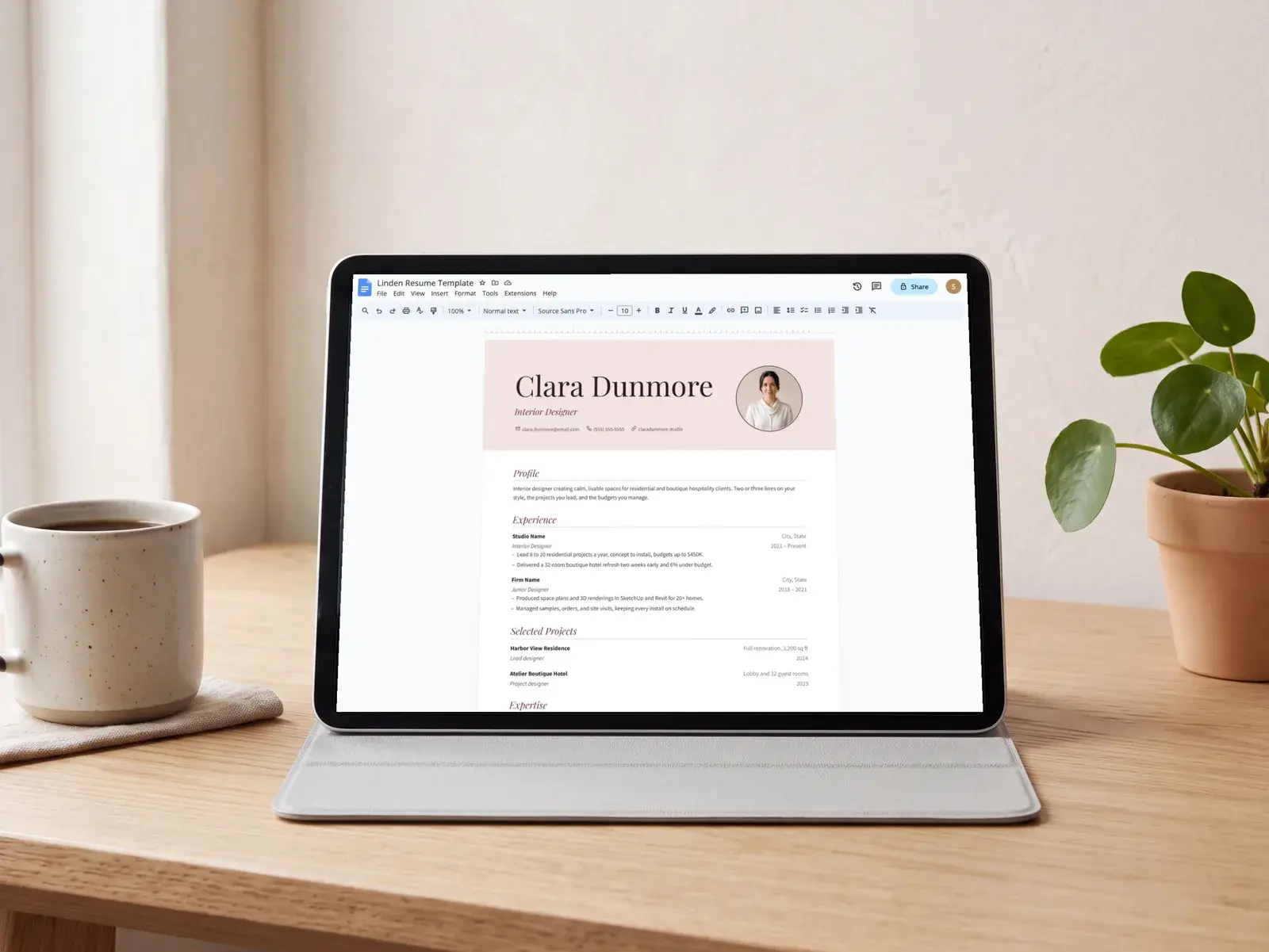 Elegant Resume Template with Photo for Google Docs, Word & Pages | The Linden — image 7 of 7