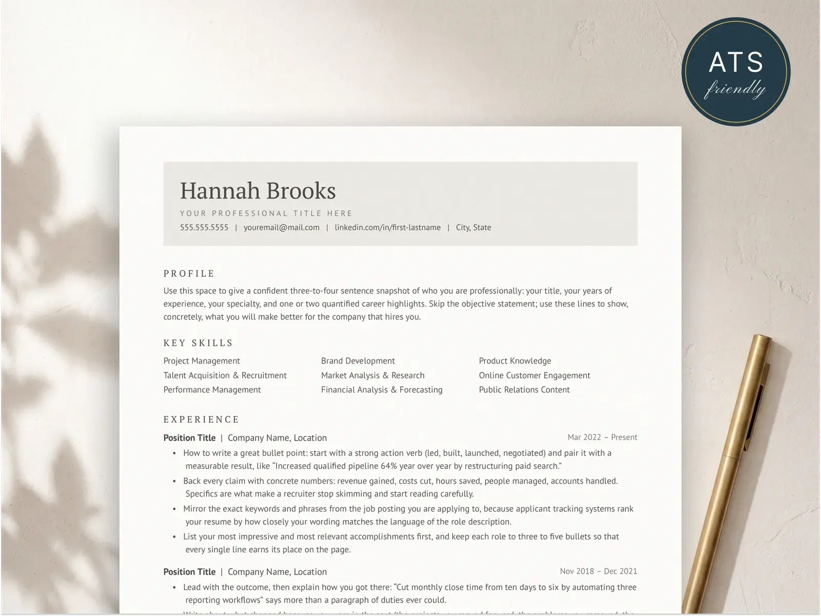 Professional Resume Template for Google Docs, Word & Pages | The Linen — image 2 of 4