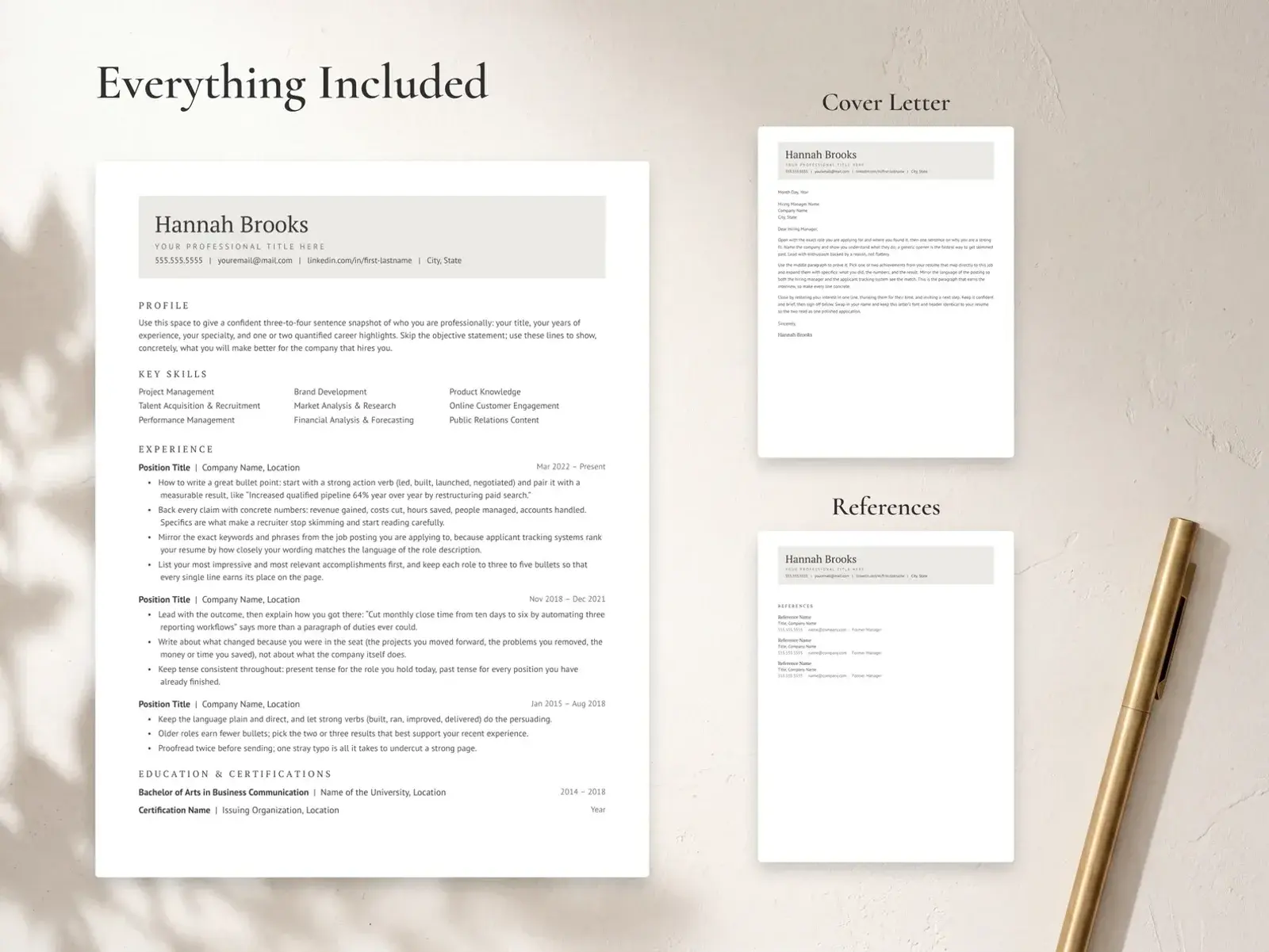 Professional Resume Template for Google Docs, Word & Pages | The Linen — image 3 of 7
