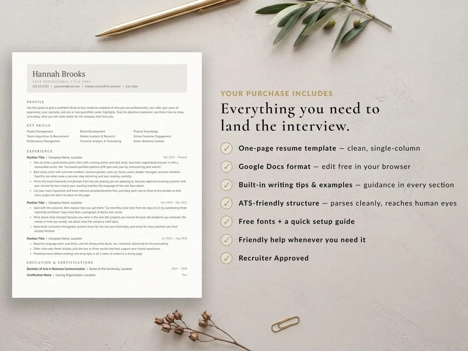 Professional Resume Template for Google Docs, Word & Pages | The Linen — image 6 of 7
