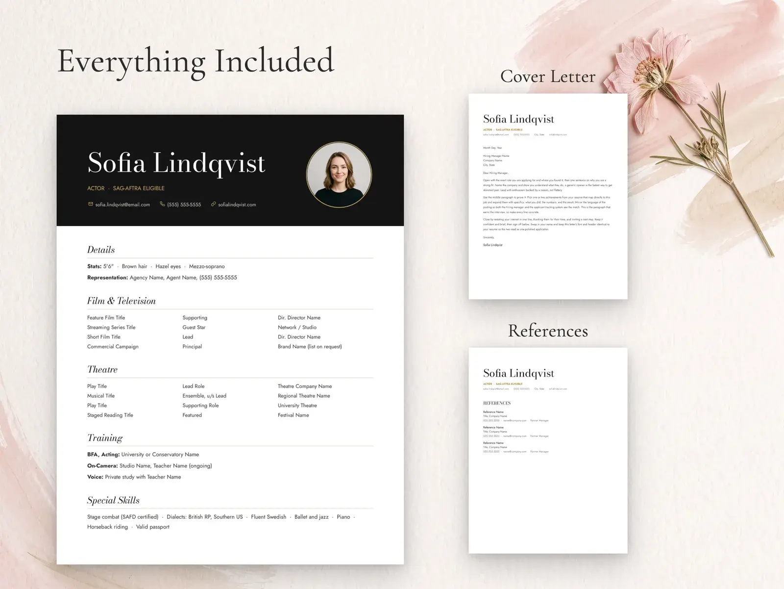 Acting Resume Template with Headshot for Google Docs, Word & Pages | The Marquee — image 3 of 7