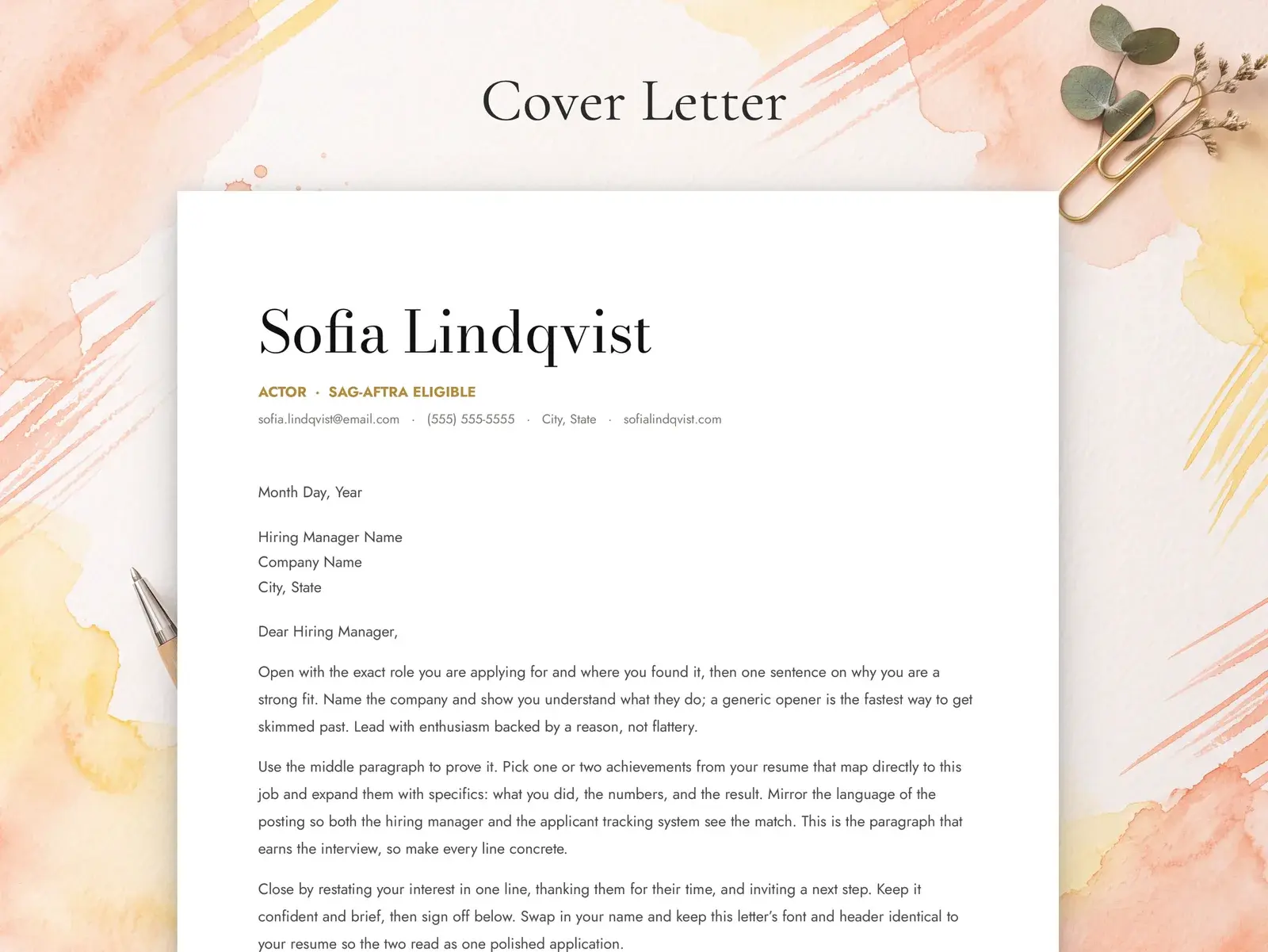 Acting Resume Template with Headshot for Google Docs, Word & Pages | The Marquee — image 4 of 7