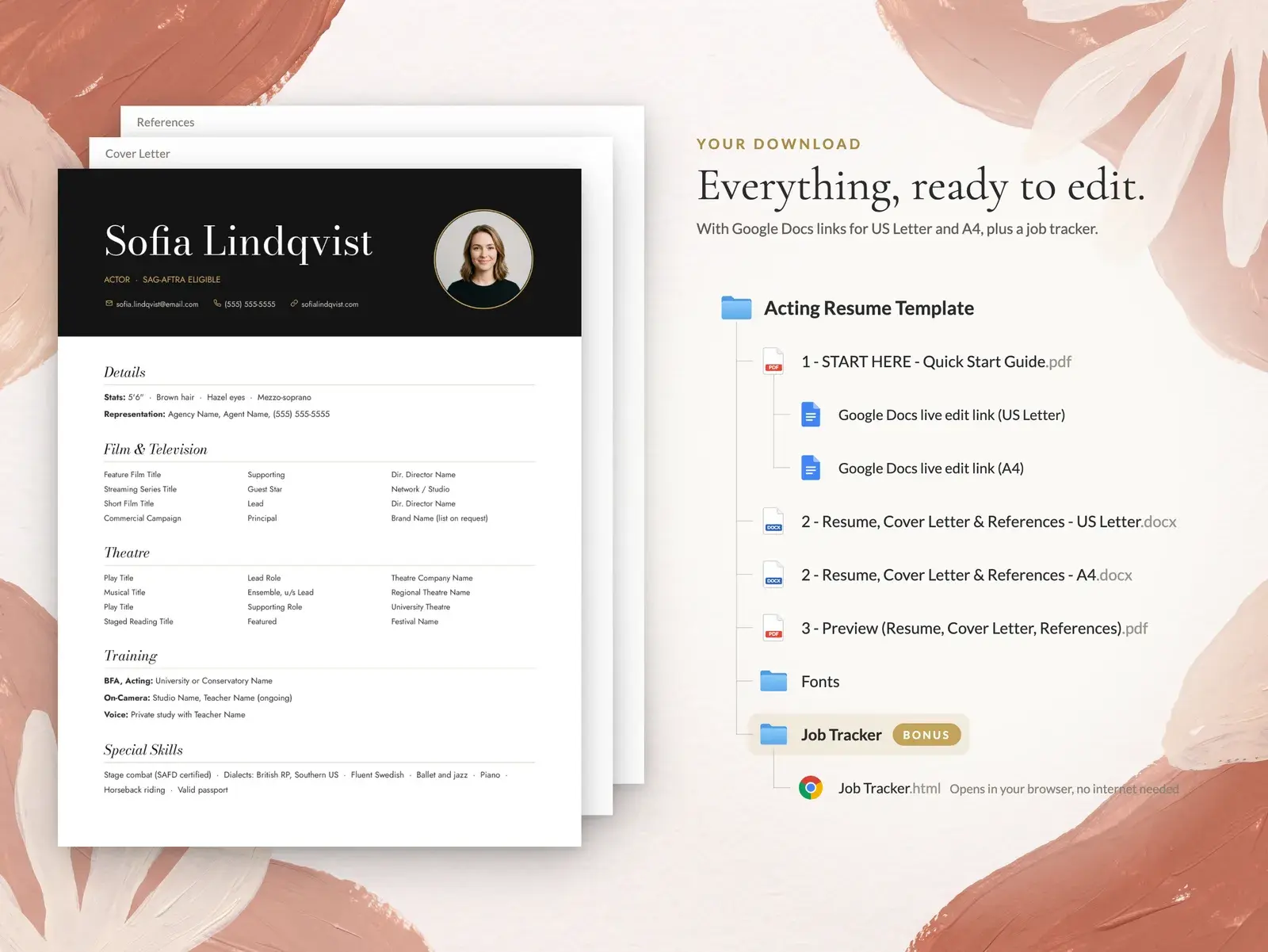 Acting Resume Template with Headshot for Google Docs, Word & Pages | The Marquee — image 6 of 7