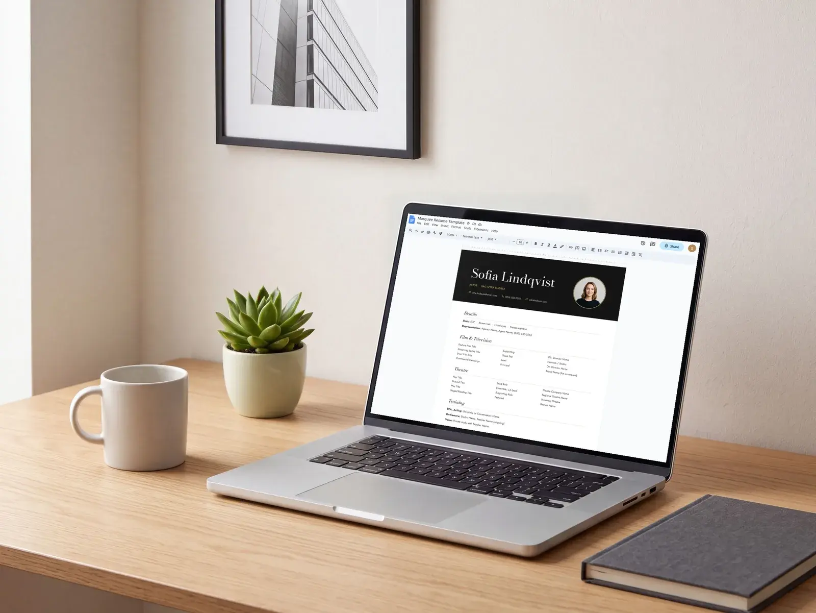 Acting Resume Template with Headshot for Google Docs, Word & Pages | The Marquee — image 7 of 7