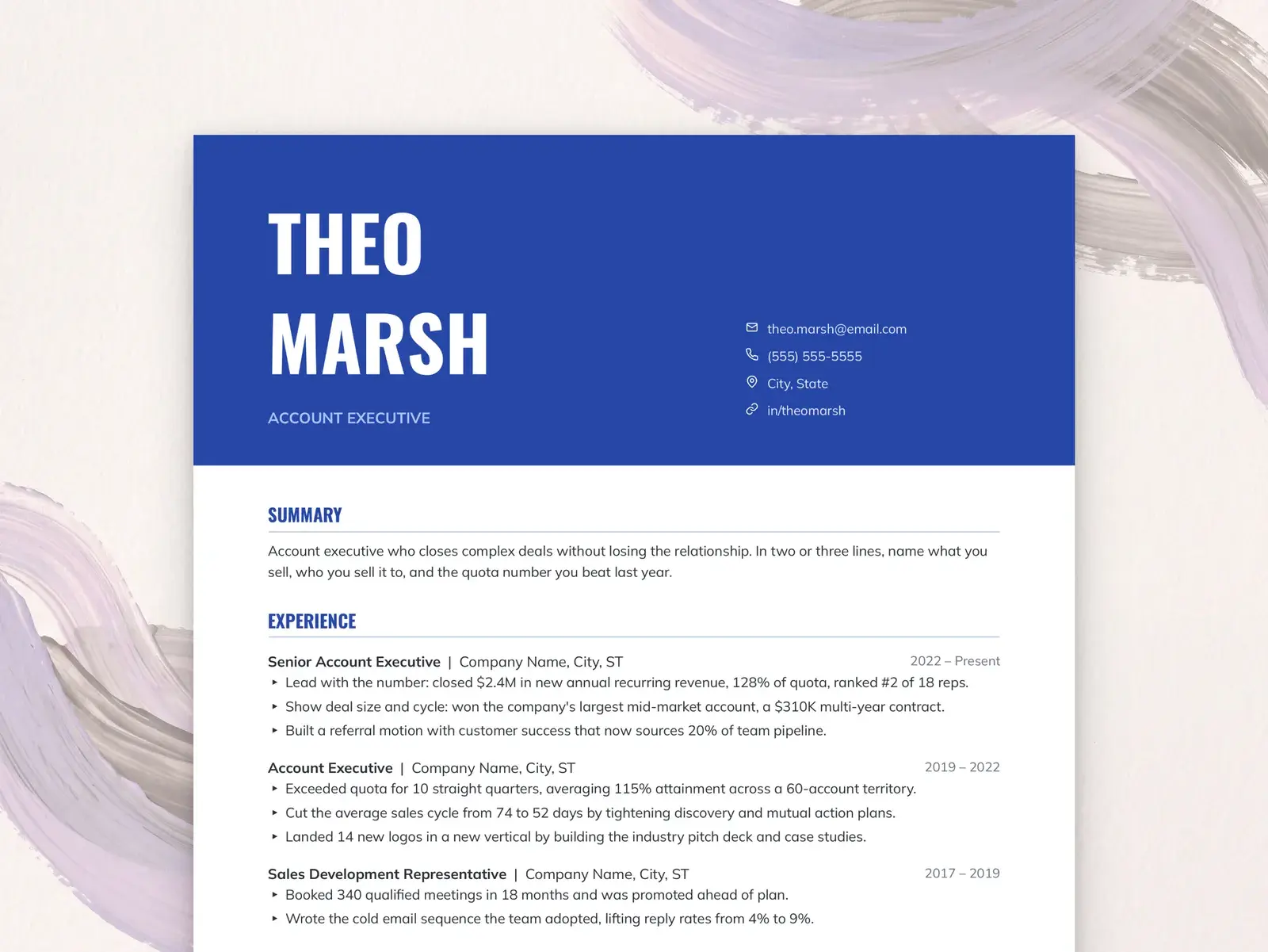 Sales Resume Template for Google Docs, Word & Pages | The Meridian — image 2 of 7