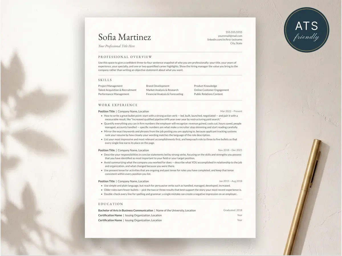 Modern Resume Template for Google Docs, Word & Pages preview