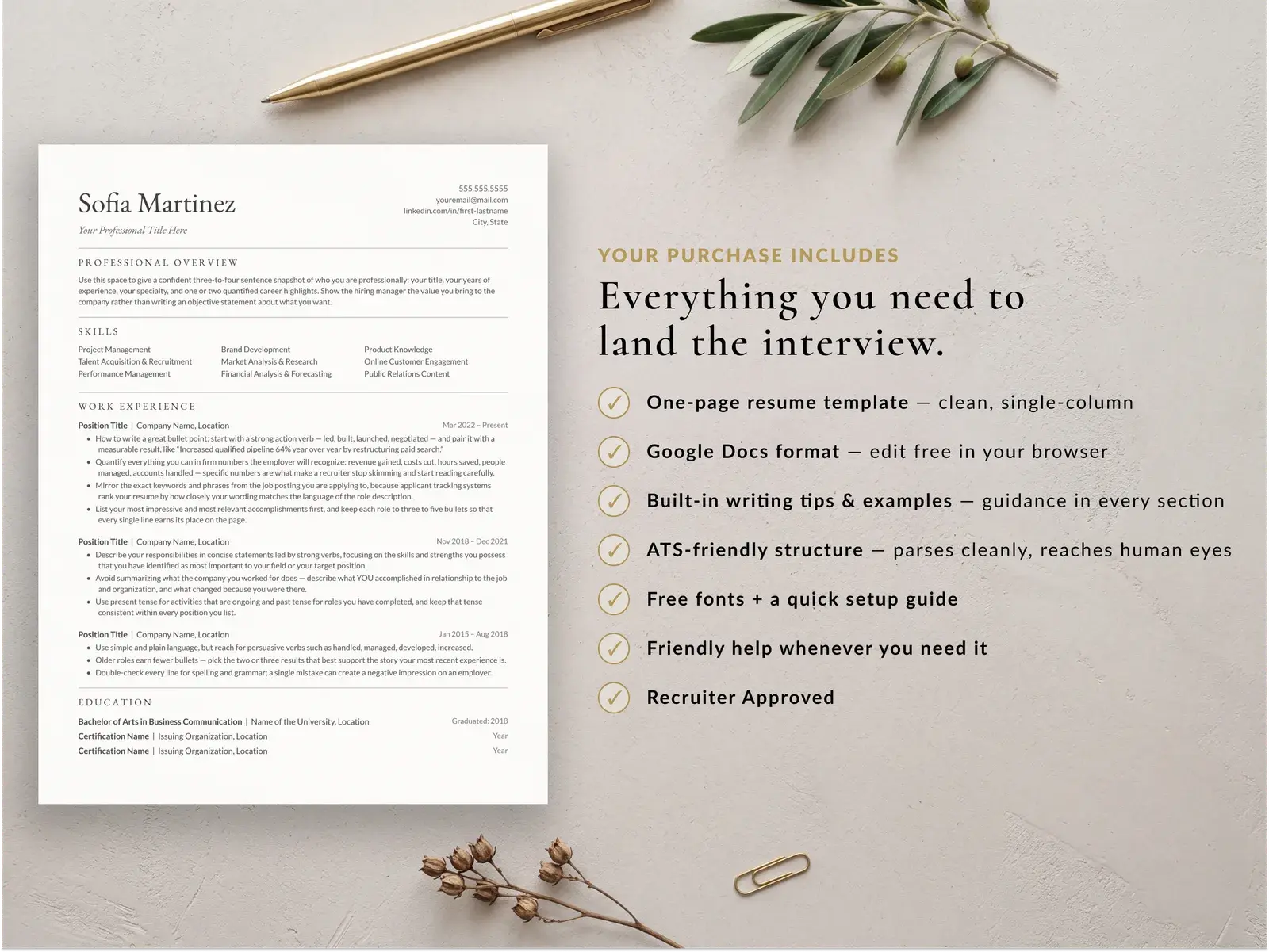 Modern Resume Template for Google Docs, Word & Pages — image 3 of 9