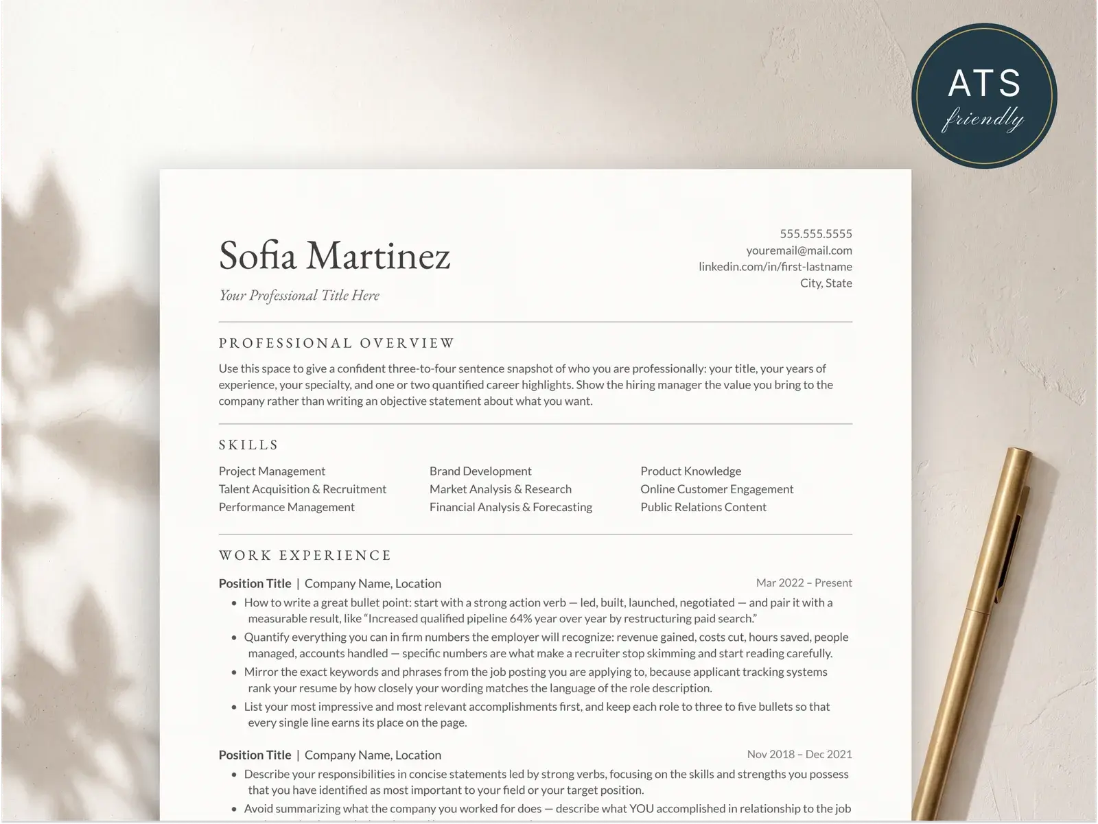 Modern Resume Template for Google Docs, Word & Pages — image 6 of 9