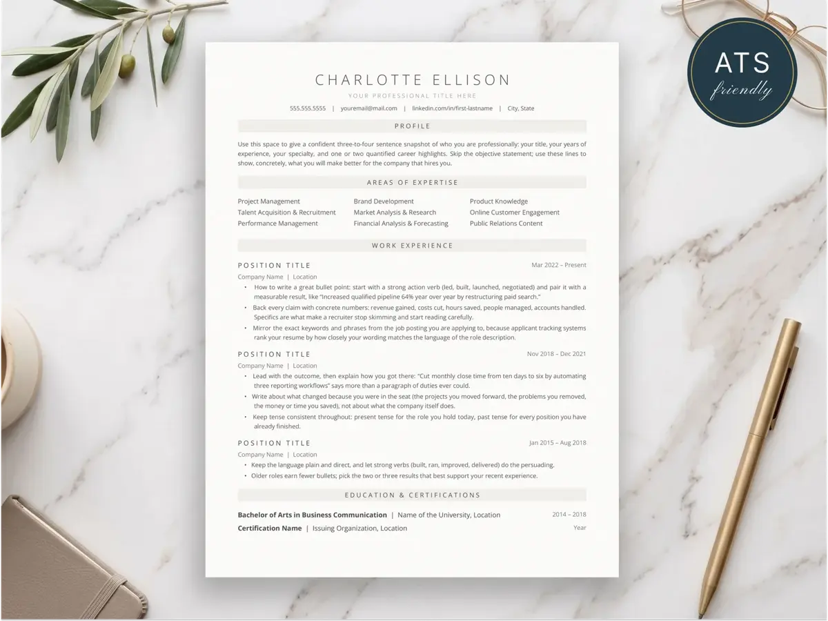 Professional Resume Template for Google Docs, Word & Pages | The Pearl preview