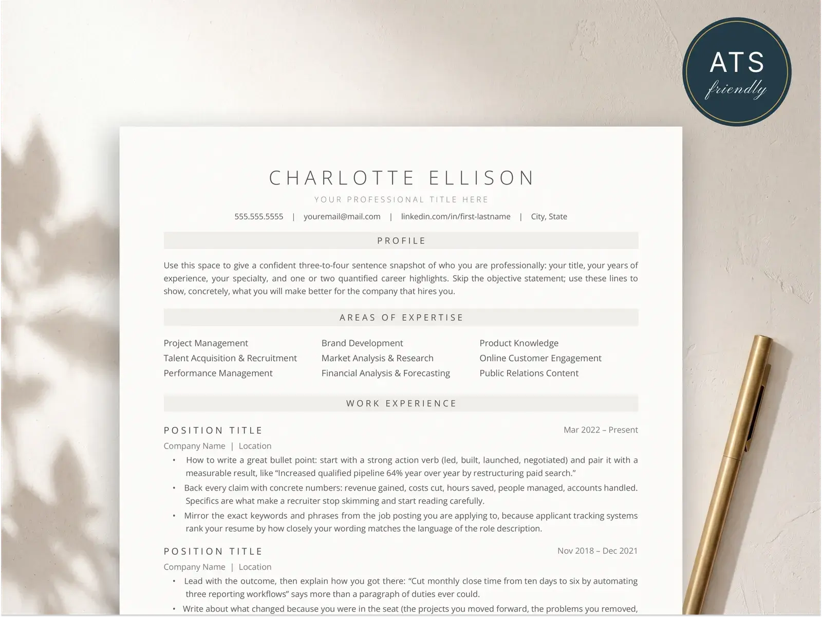 Professional Resume Template for Google Docs, Word & Pages | The Pearl — image 2 of 4