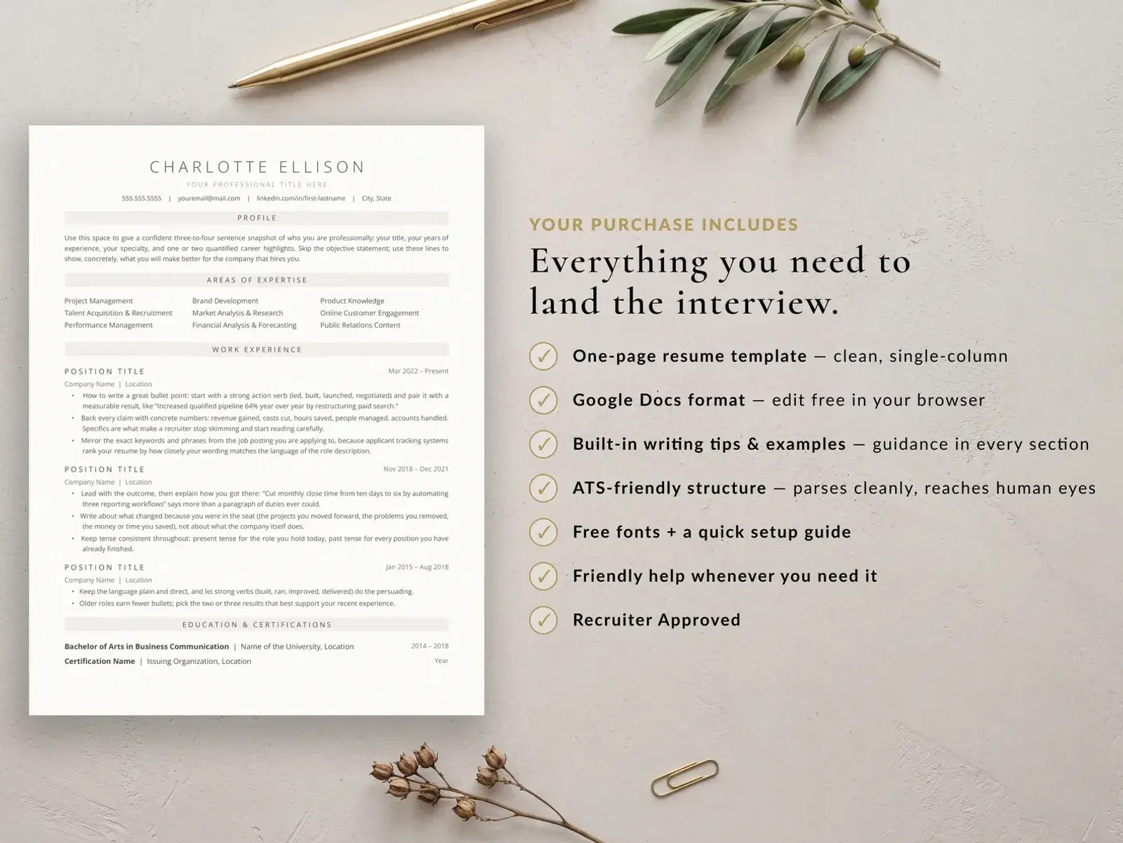 Professional Resume Template for Google Docs, Word & Pages | The Pearl — image 6 of 7