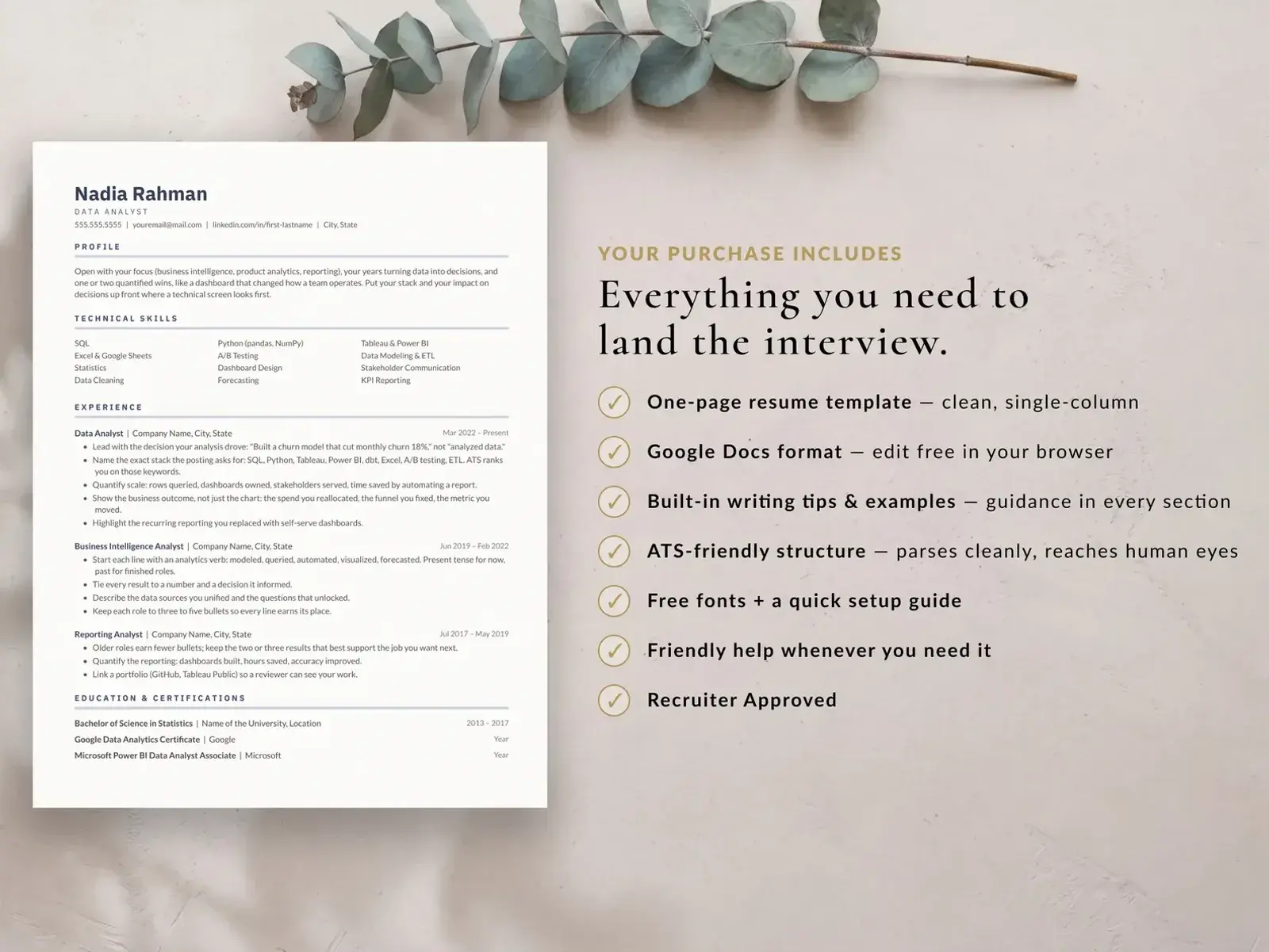 Data Analyst Resume Template for Google Docs, Word & Pages | The Prism — image 6 of 7